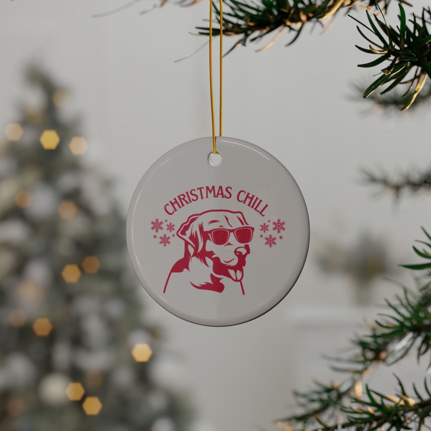 Labrador Christmas, Ceramic Ornaments, 2-Side Print, (1pc, 3pcs, 5pcs, 10pcs)