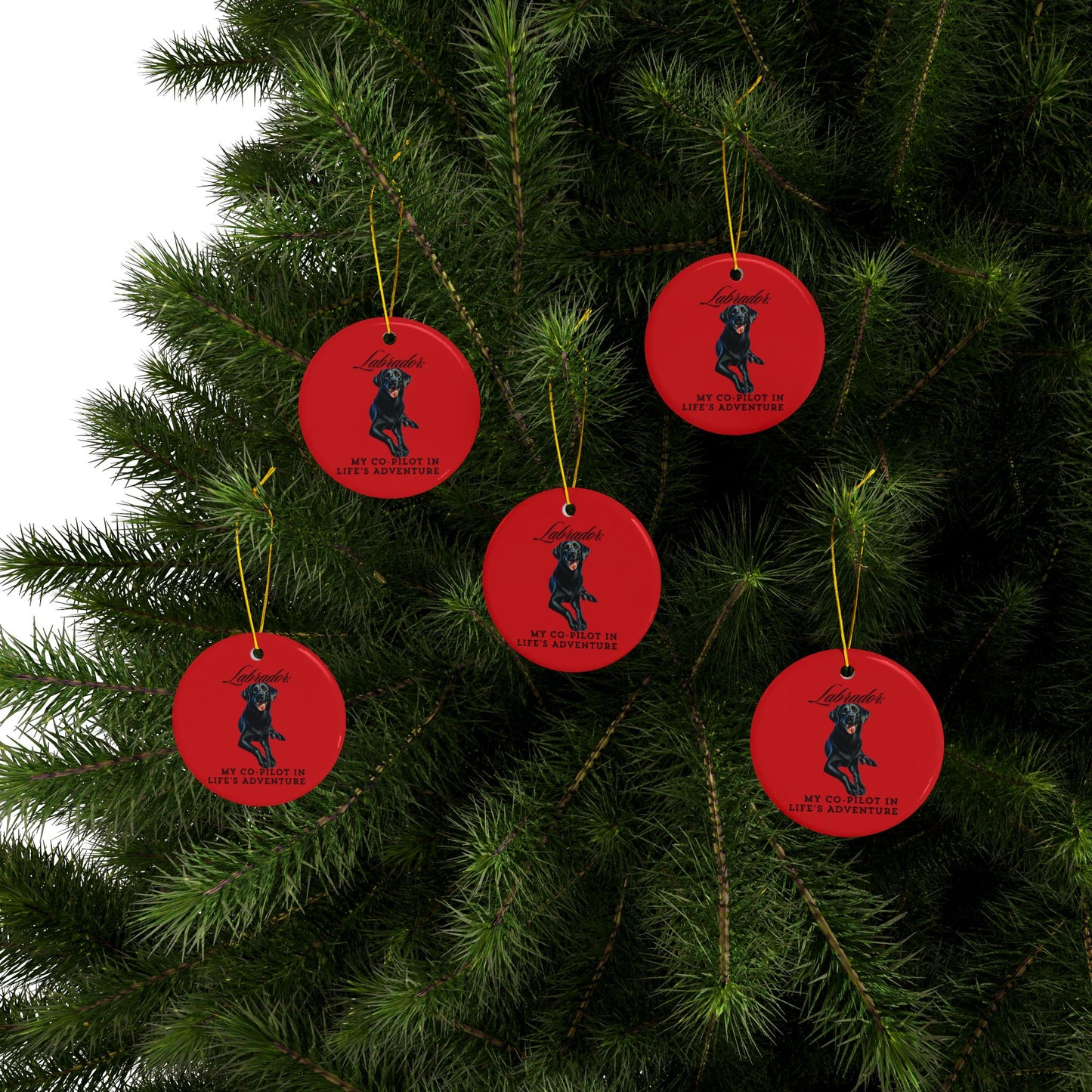 Labrador Christmas Truck, Ceramic Ornaments, 2-Side Print, (1pc, 3pcs, 5pcs, 10pcs)