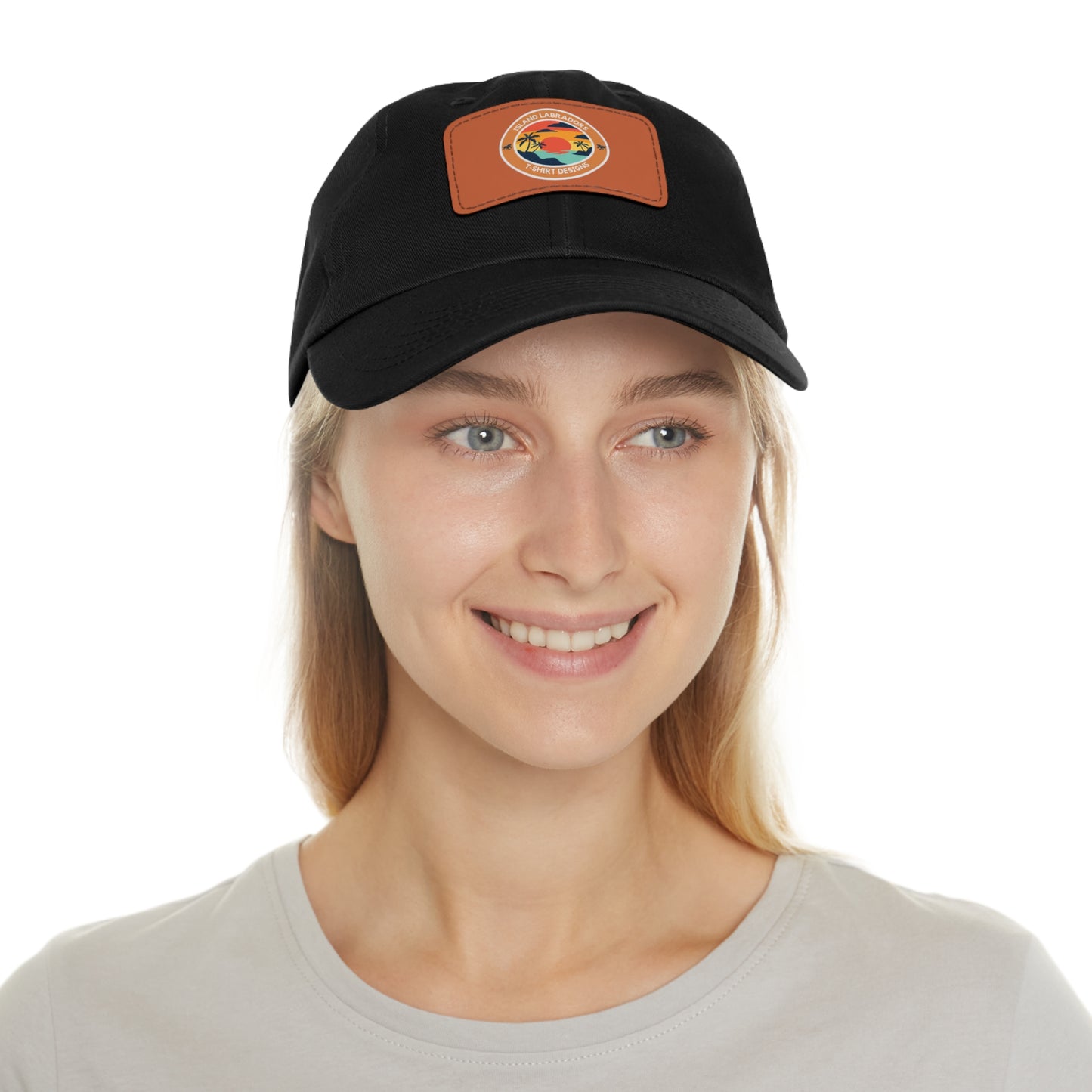 Sunset Island Labradors, Dad Hat with Leather Patch (Rectangle)