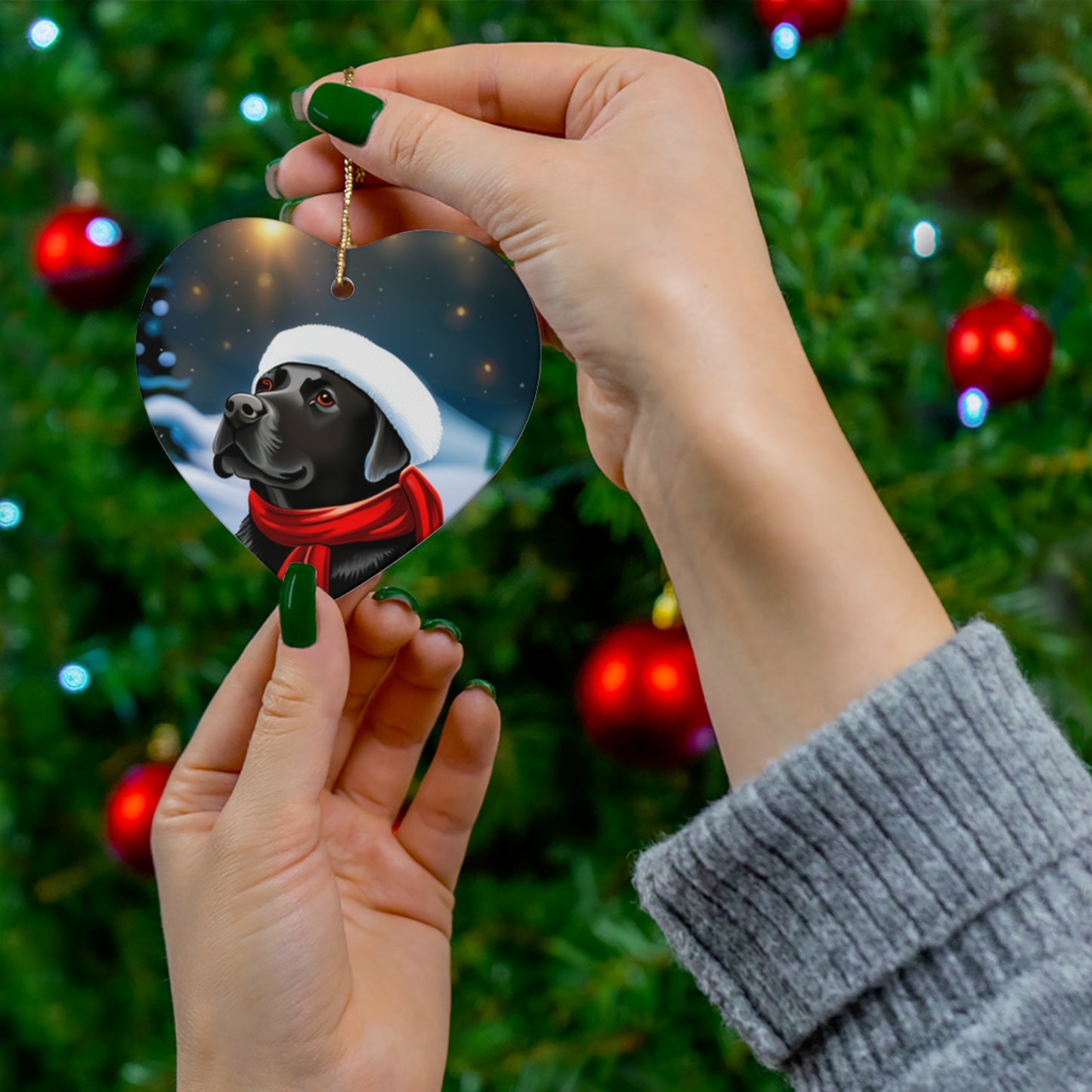 Black lab ornament, dog ornament, animal Christmas ornament, Labrador ornament,