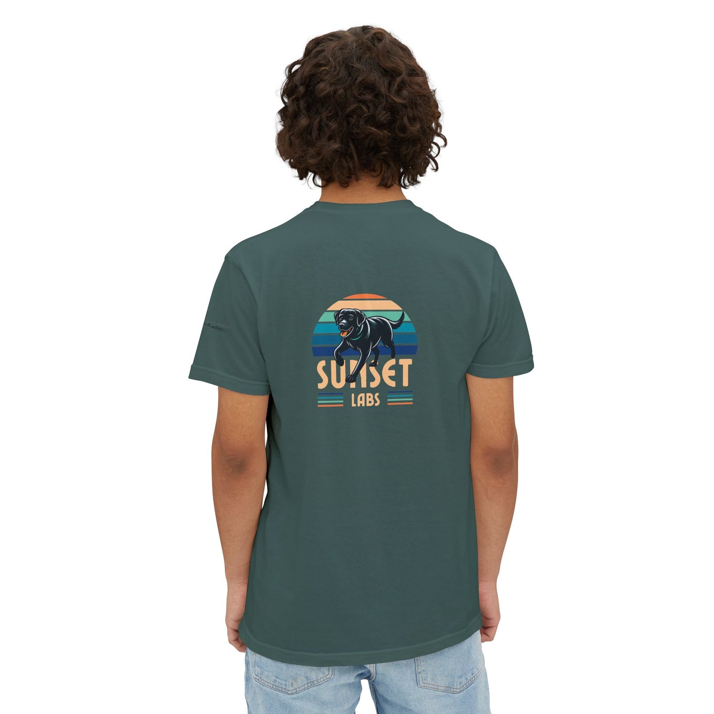 Sunset lab, pocket t-shirt