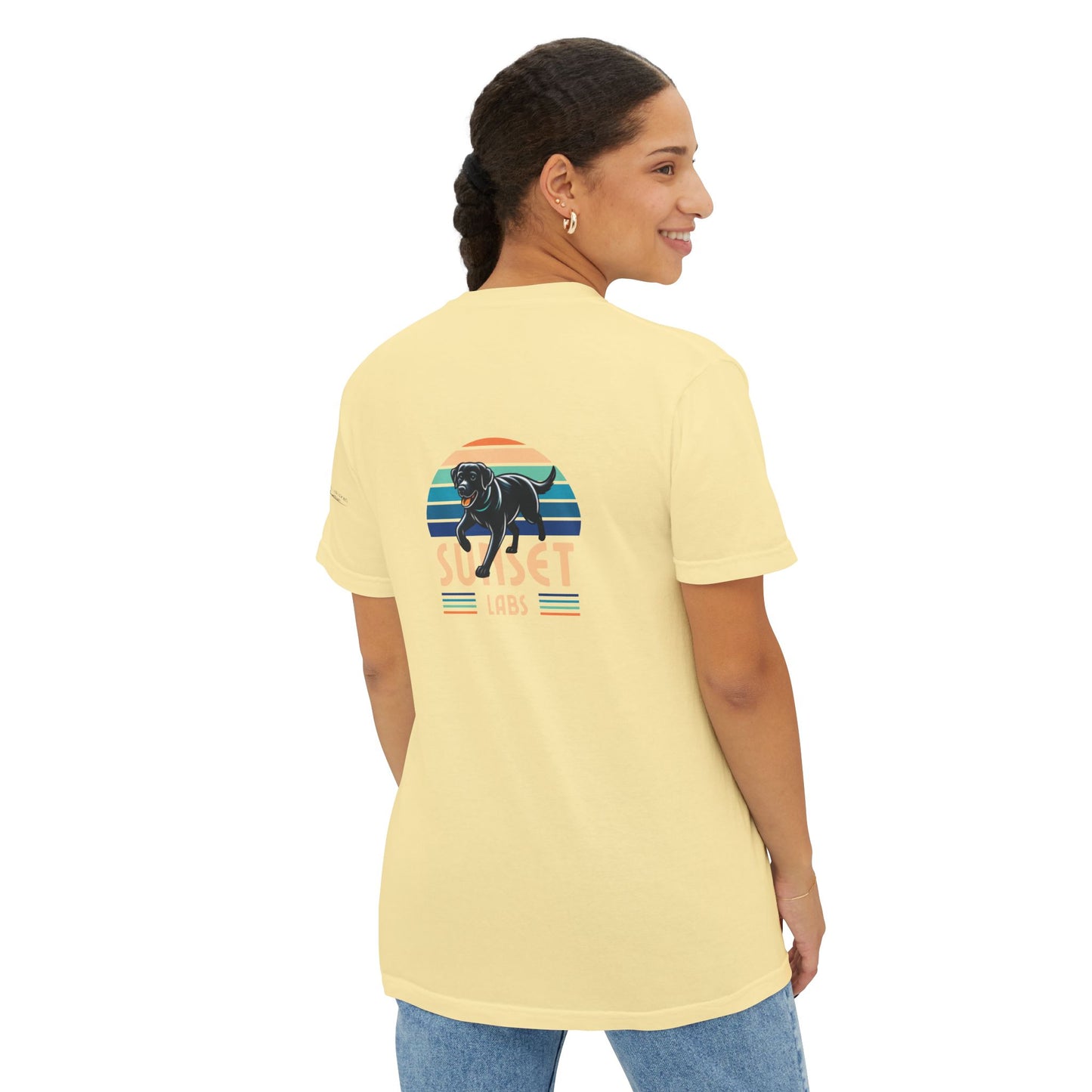 Sunset lab, pocket t-shirt