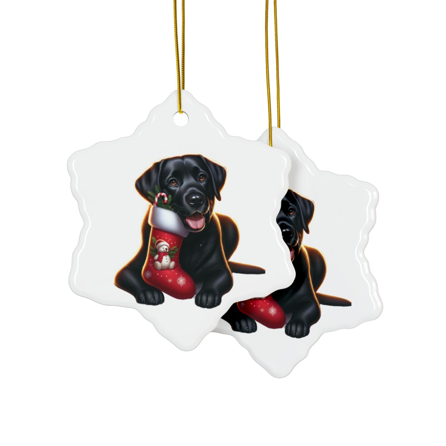 Labrador Christmas, Ceramic Ornaments, 2-Side Print, (1pc, 3pcs, 5pcs, 10pcs)