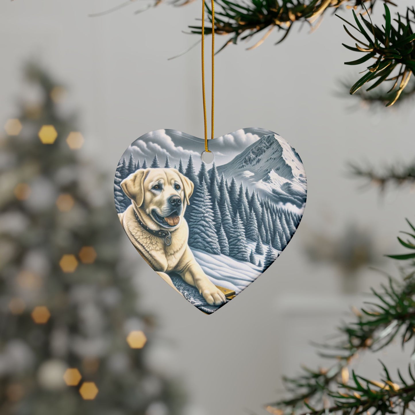 Labrador Christmas, Ceramic Ornaments, 2-Side Print, (1pc, 3pcs, 5pcs, 10pcs)