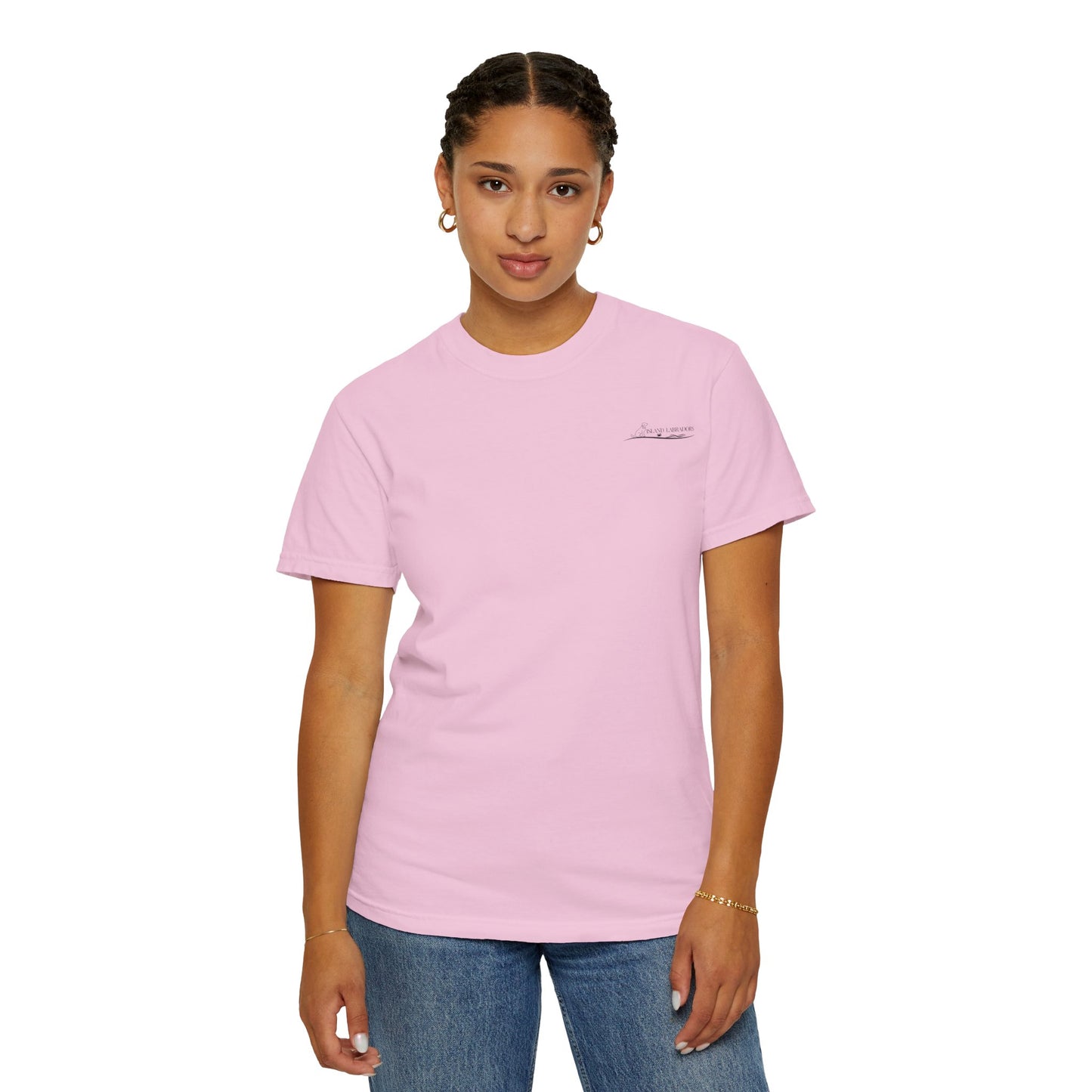 Jetty’s Adventures, Beach Bound, two labs , Unisex Garment-Dyed T-shirt