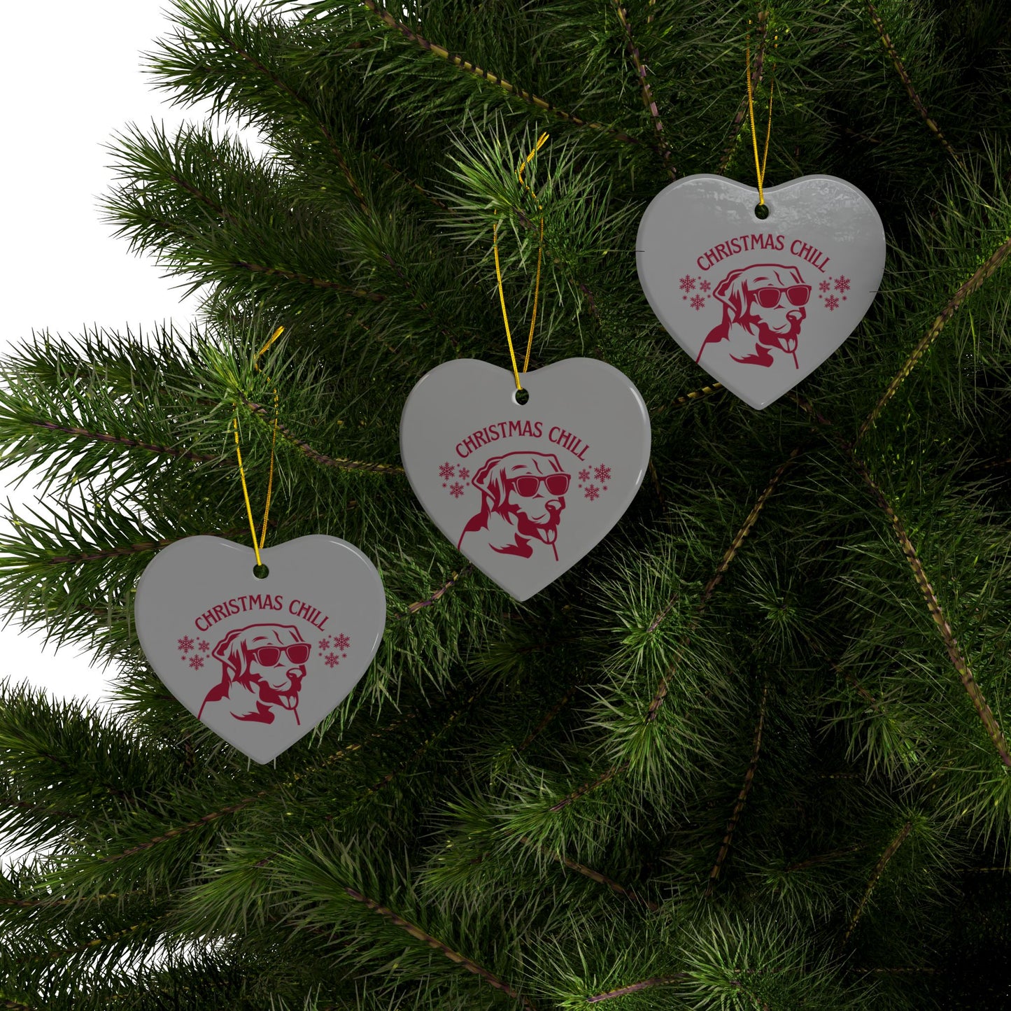 Labrador Christmas, Ceramic Ornaments, 2-Side Print, (1pc, 3pcs, 5pcs, 10pcs)