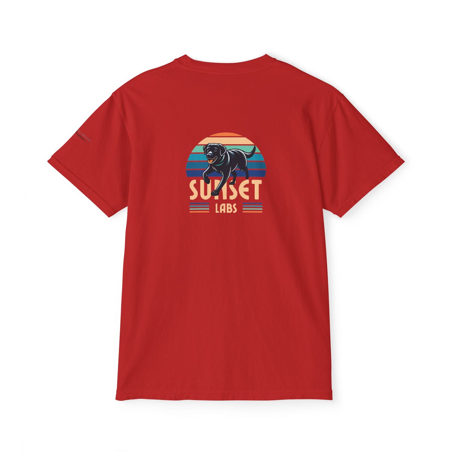 Sunset lab, pocket t-shirt
