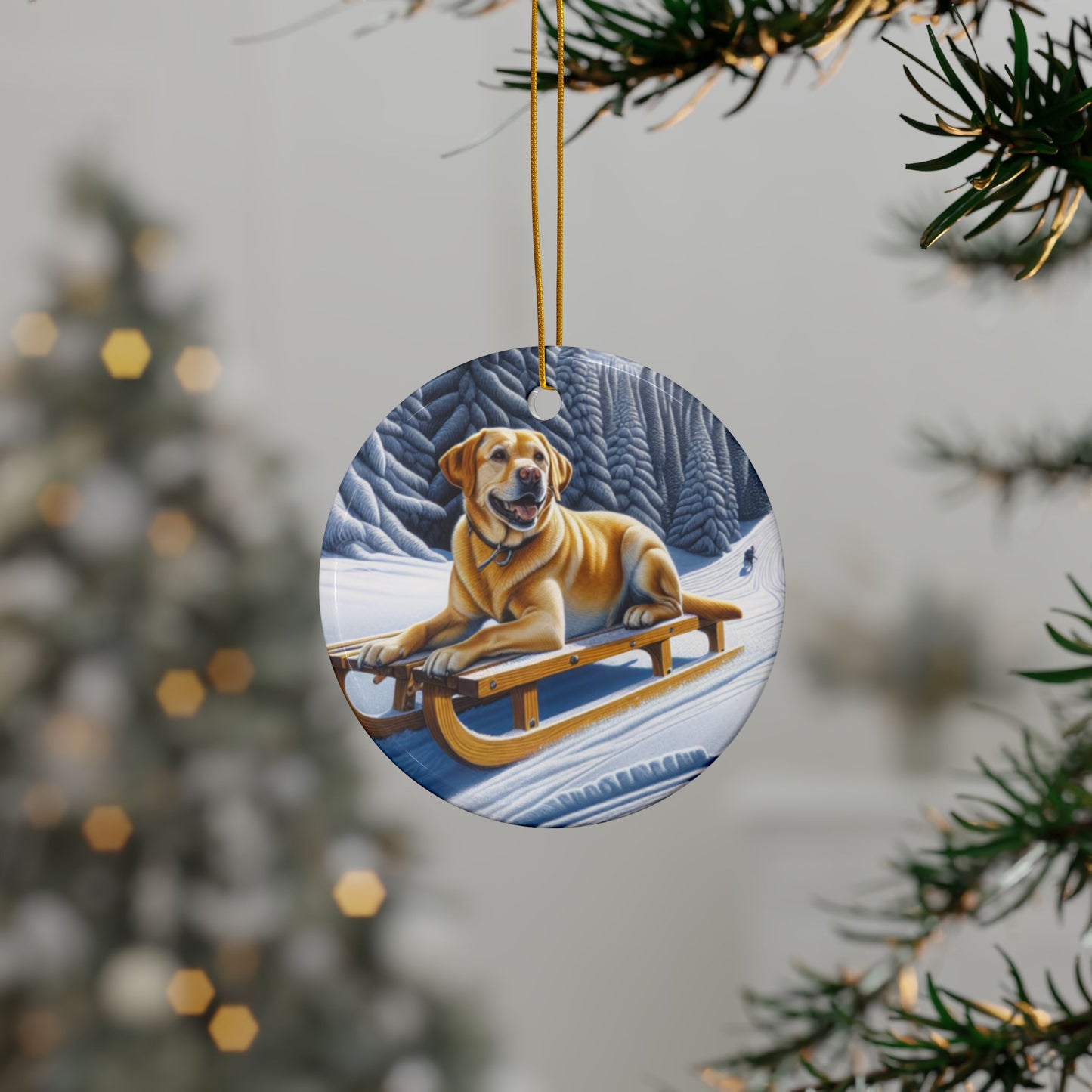 Labrador Christmas, Ceramic Ornaments, 2-Side Print, (1pc, 3pcs, 5pcs, 10pcs)