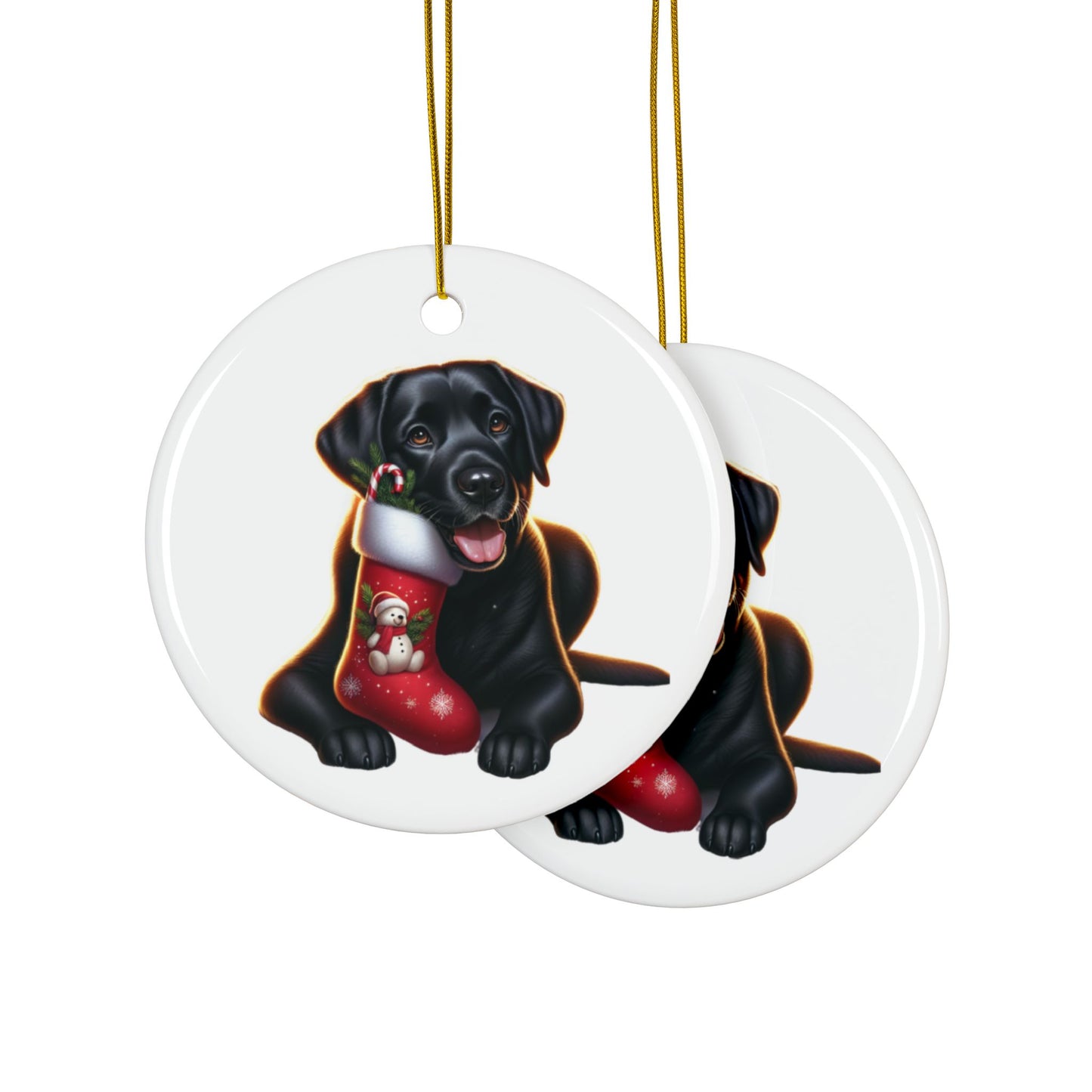 Labrador Christmas, Ceramic Ornaments, 2-Side Print, (1pc, 3pcs, 5pcs, 10pcs)