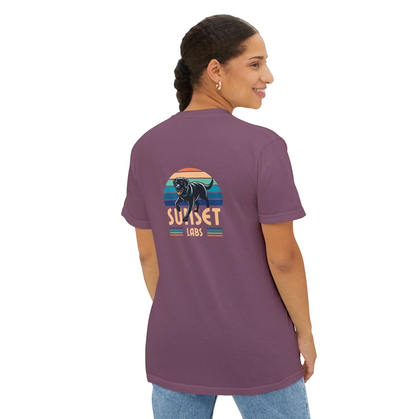 Sunset lab, pocket t-shirt