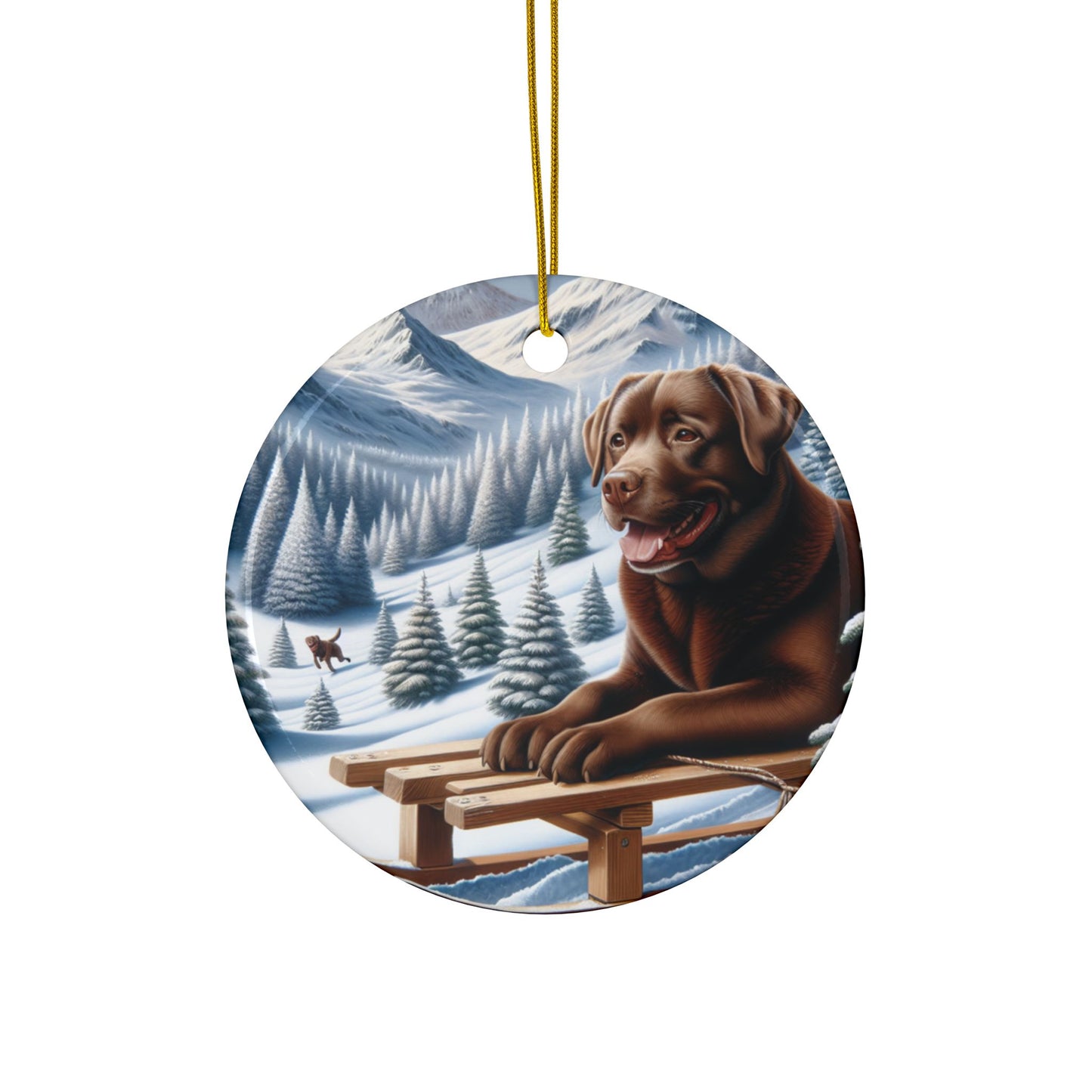 Labrador Christmas, Ceramic Ornaments, 2-Side Print, (1pc, 3pcs, 5pcs, 10pcs)