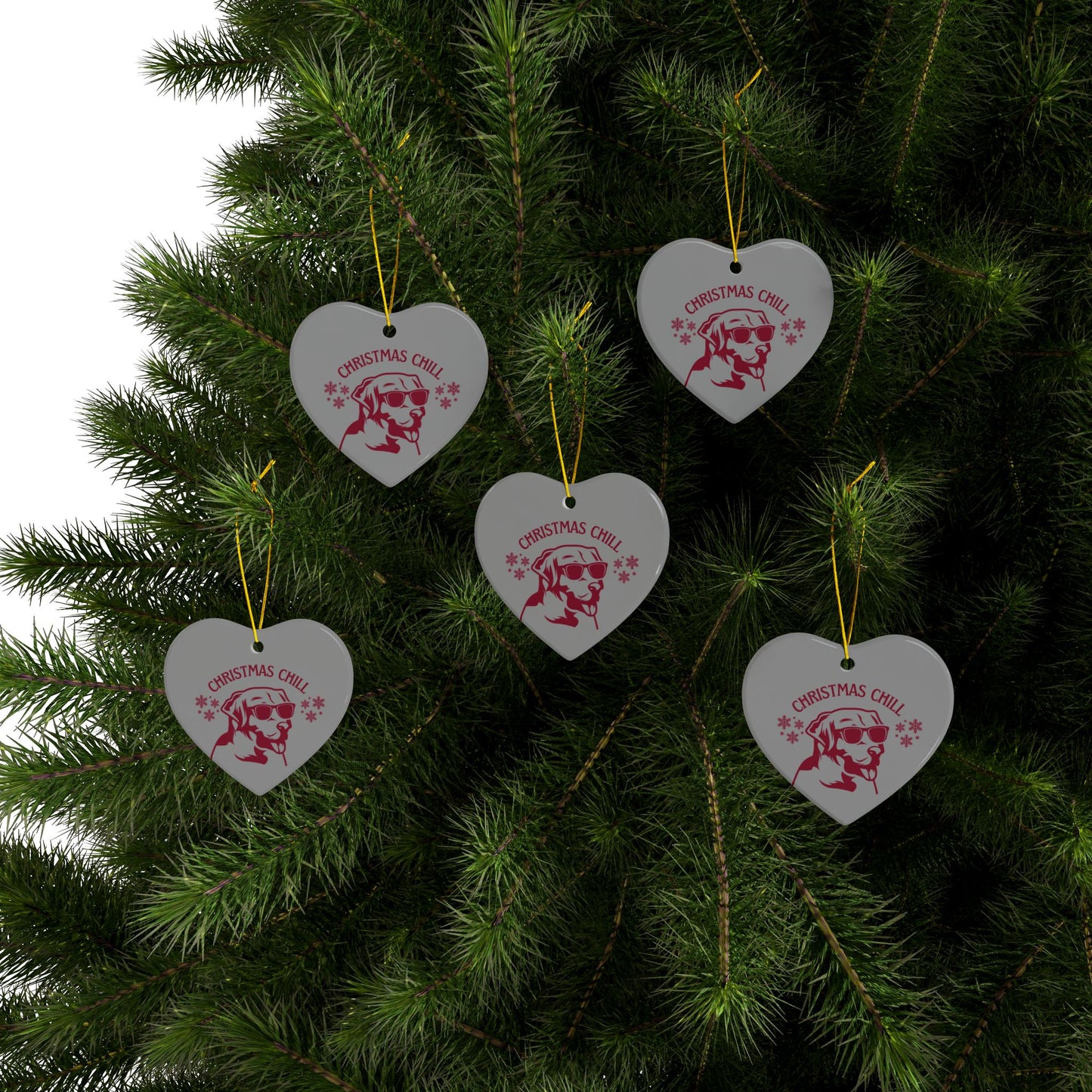 Labrador Christmas, Ceramic Ornaments, 2-Side Print, (1pc, 3pcs, 5pcs, 10pcs)
