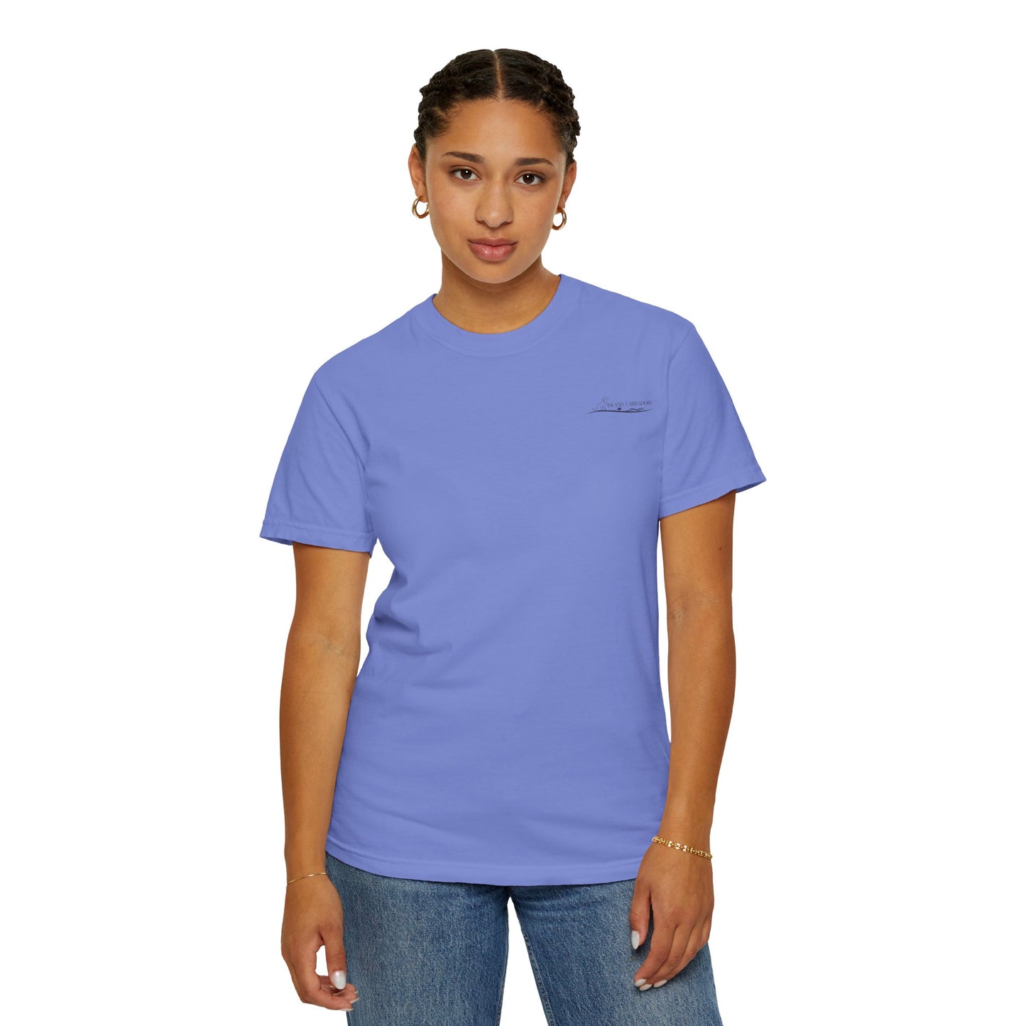 Jetty’s Adventures, Beach Bound, two labs , Unisex Garment-Dyed T-shirt