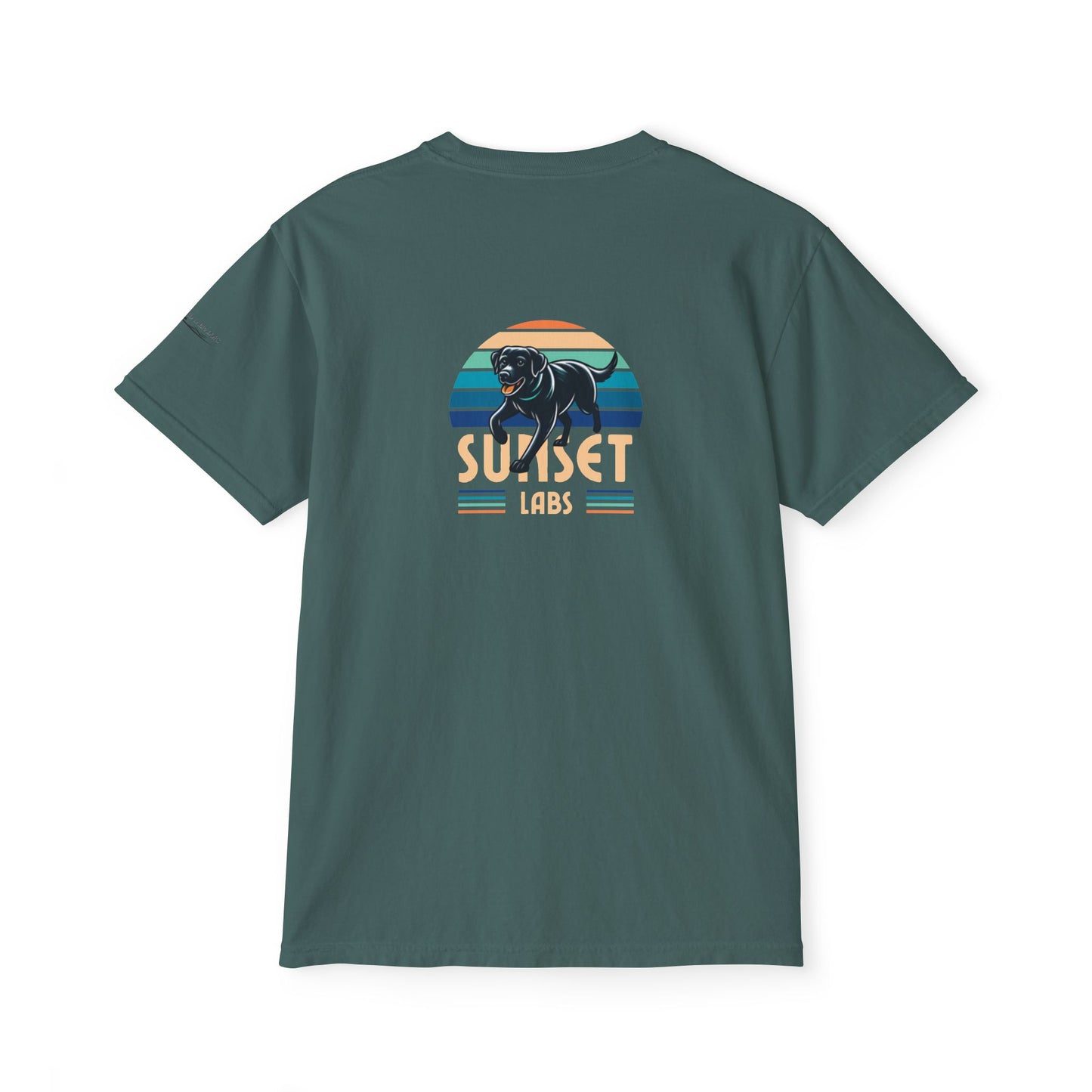 Sunset lab, pocket t-shirt
