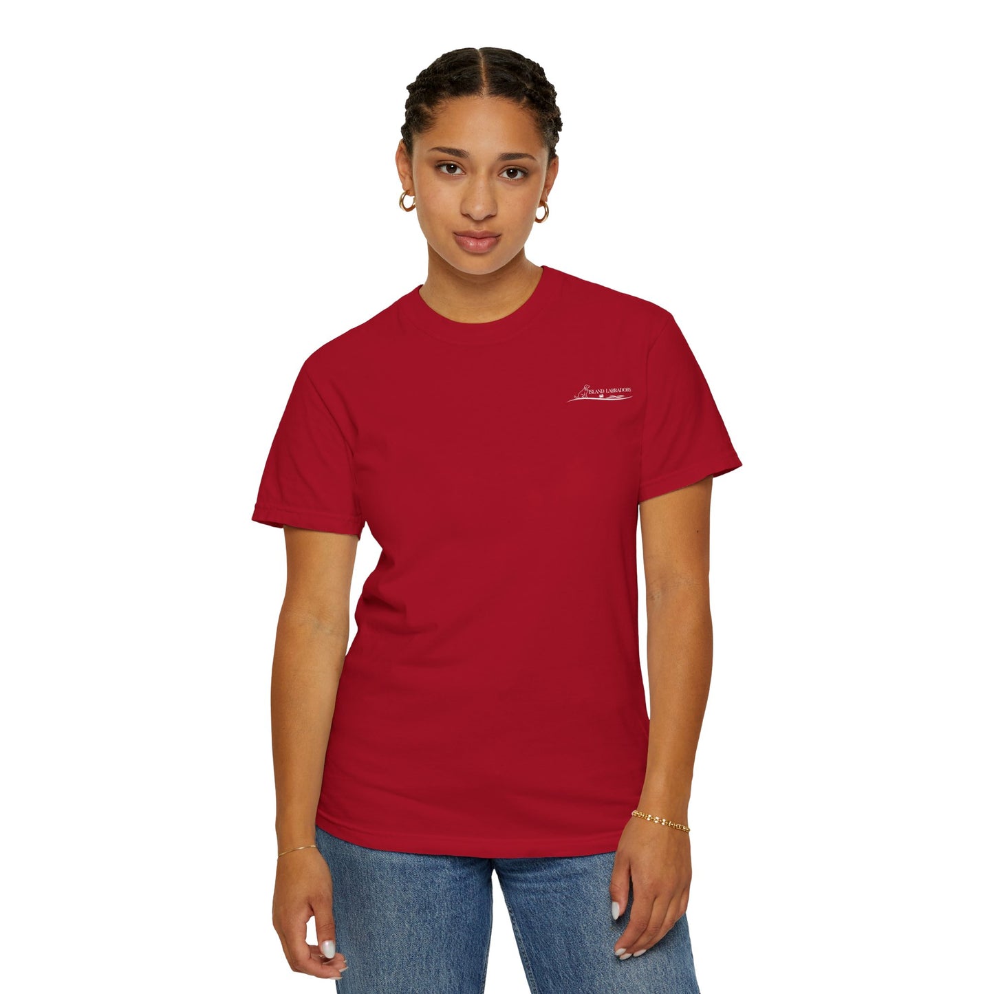 Jetty’s Adventures, Beach Bound, two labs , Unisex Garment-Dyed T-shirt