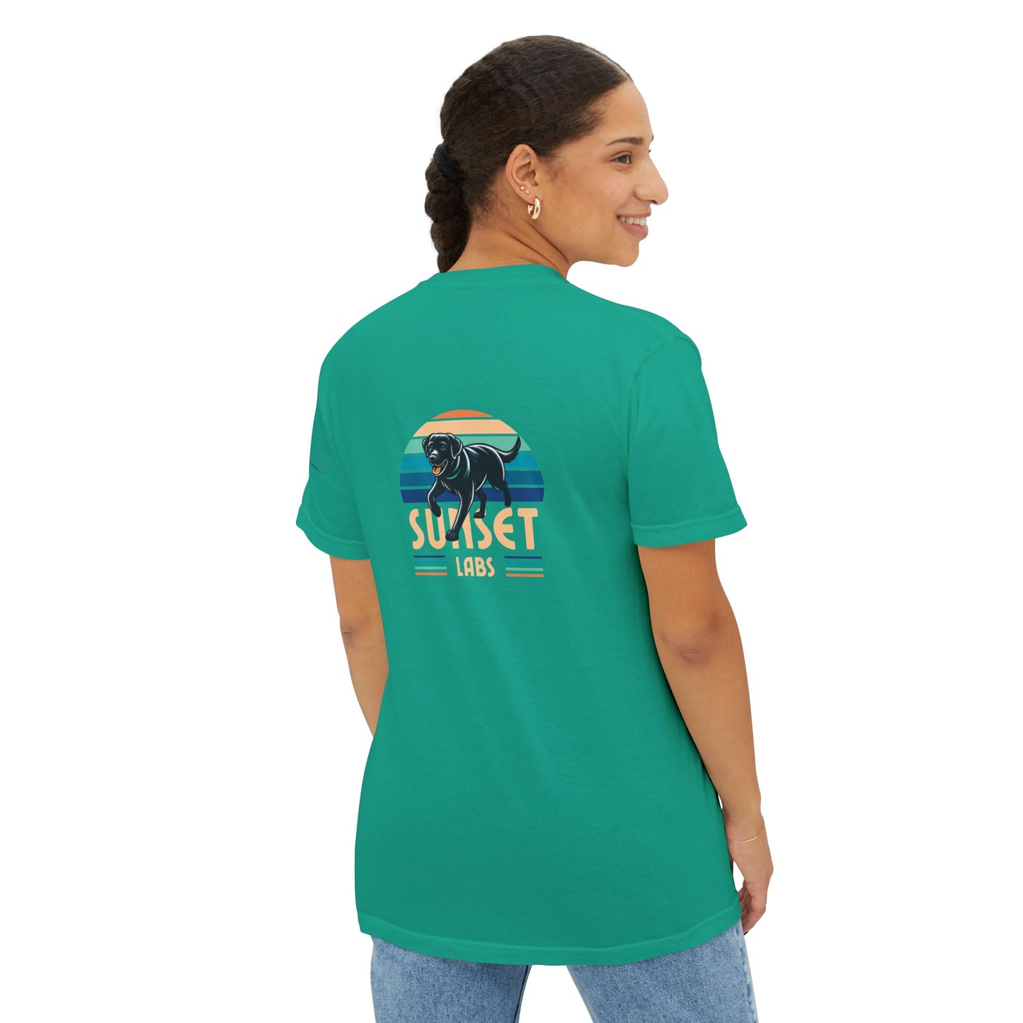 Sunset lab, pocket t-shirt