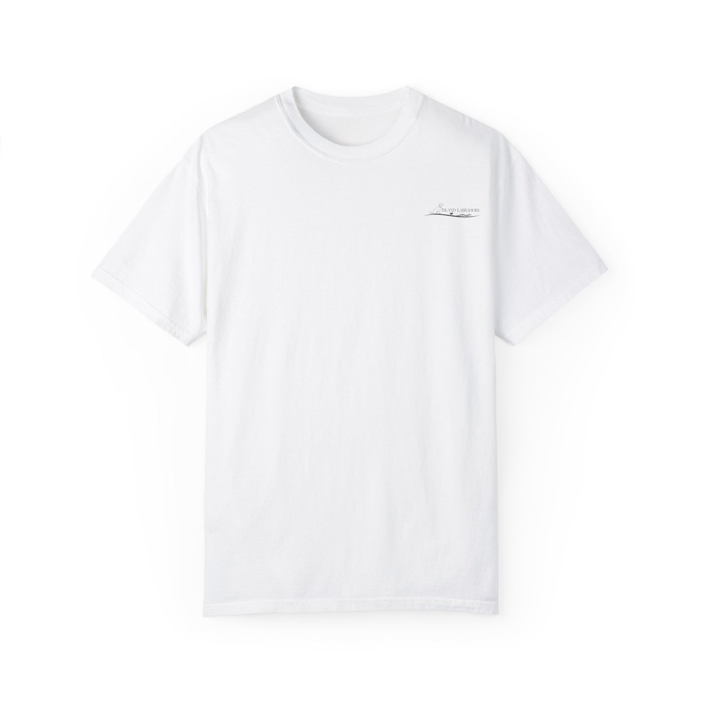 Jetty’s Adventures, Beach Bound, two labs , Unisex Garment-Dyed T-shirt
