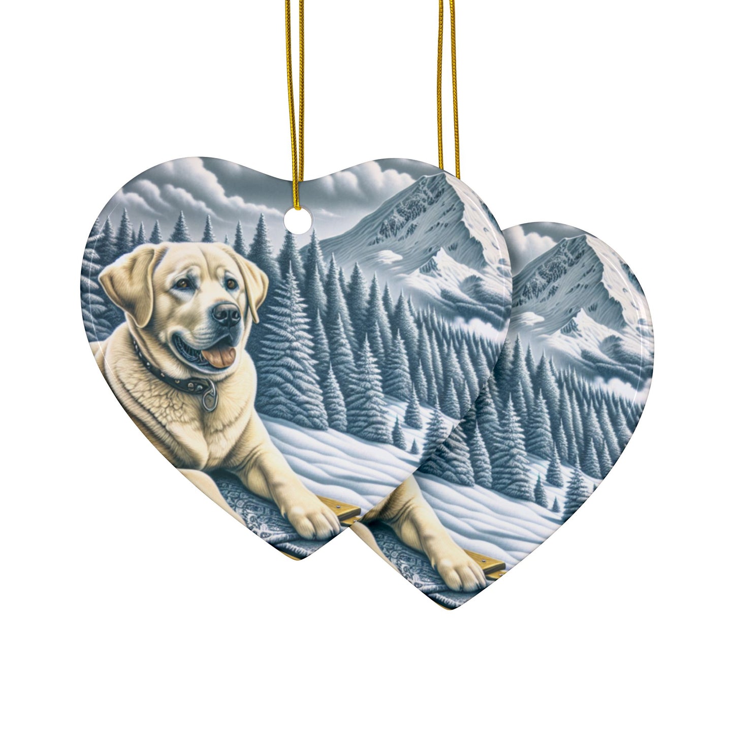 Labrador Christmas, Ceramic Ornaments, 2-Side Print, (1pc, 3pcs, 5pcs, 10pcs)