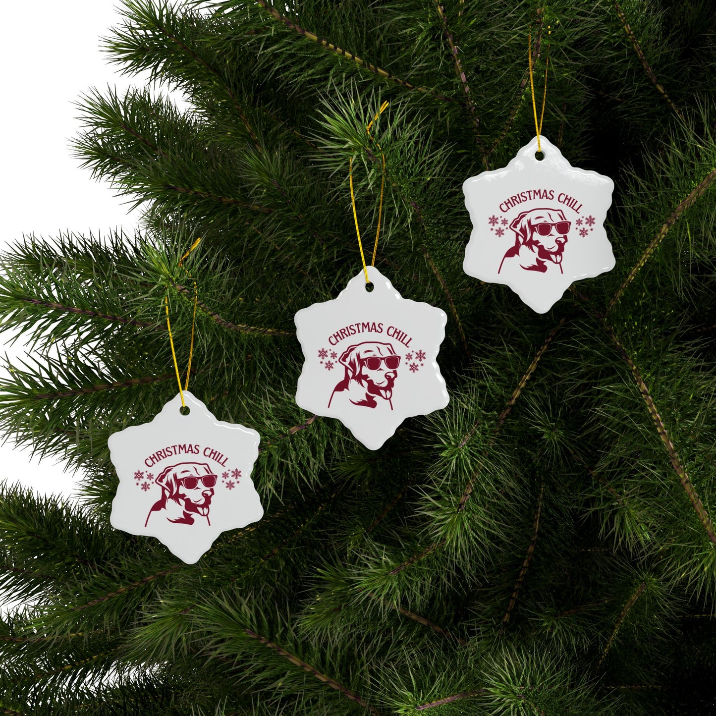 Labrador Christmas, Ceramic Ornaments, 2-Side Print, (1pc, 3pcs, 5pcs, 10pcs)