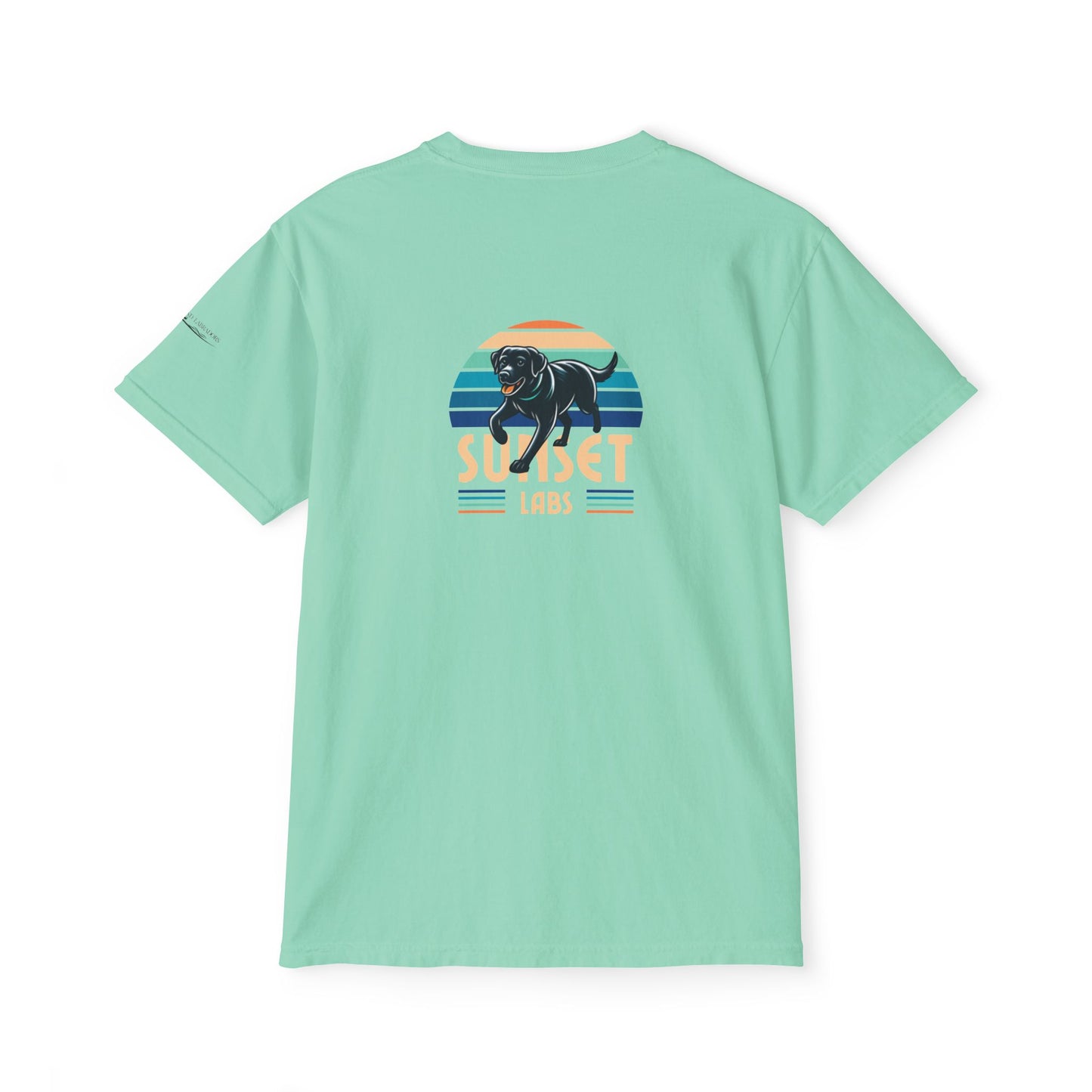 Sunset lab, pocket t-shirt