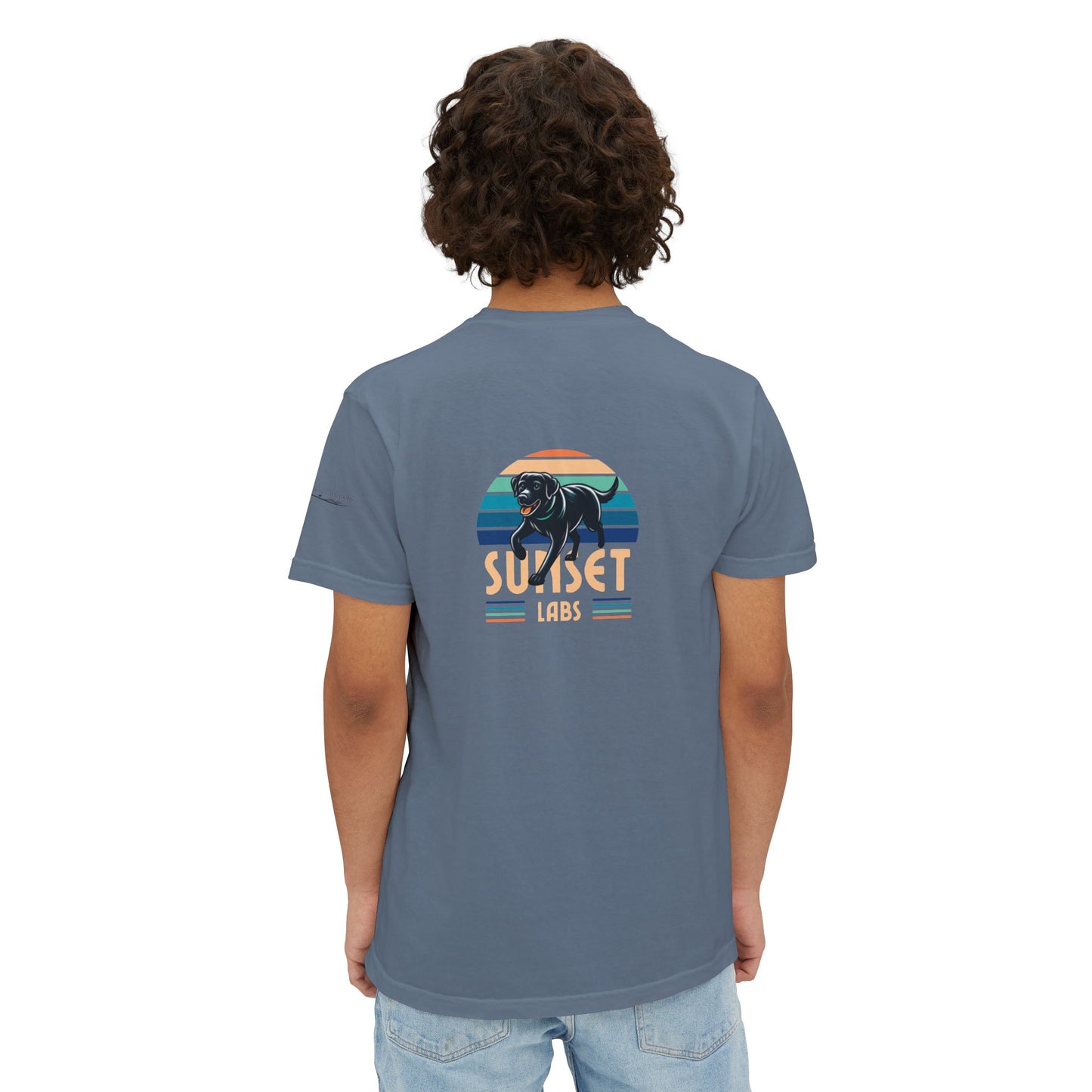 Sunset lab, pocket t-shirt