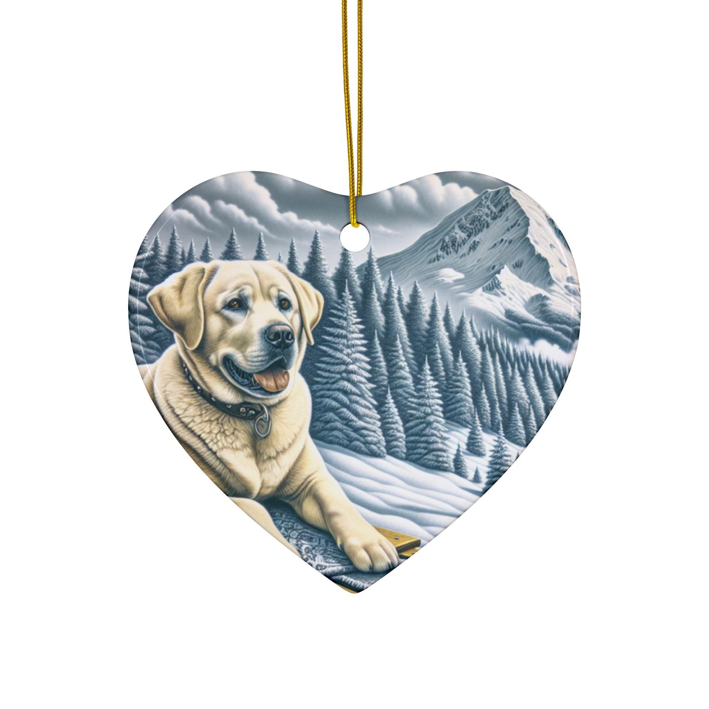 Labrador Christmas, Ceramic Ornaments, 2-Side Print, (1pc, 3pcs, 5pcs, 10pcs)