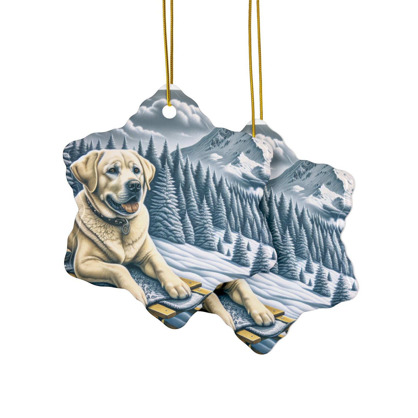 Labrador Christmas, Ceramic Ornaments, 2-Side Print, (1pc, 3pcs, 5pcs, 10pcs)