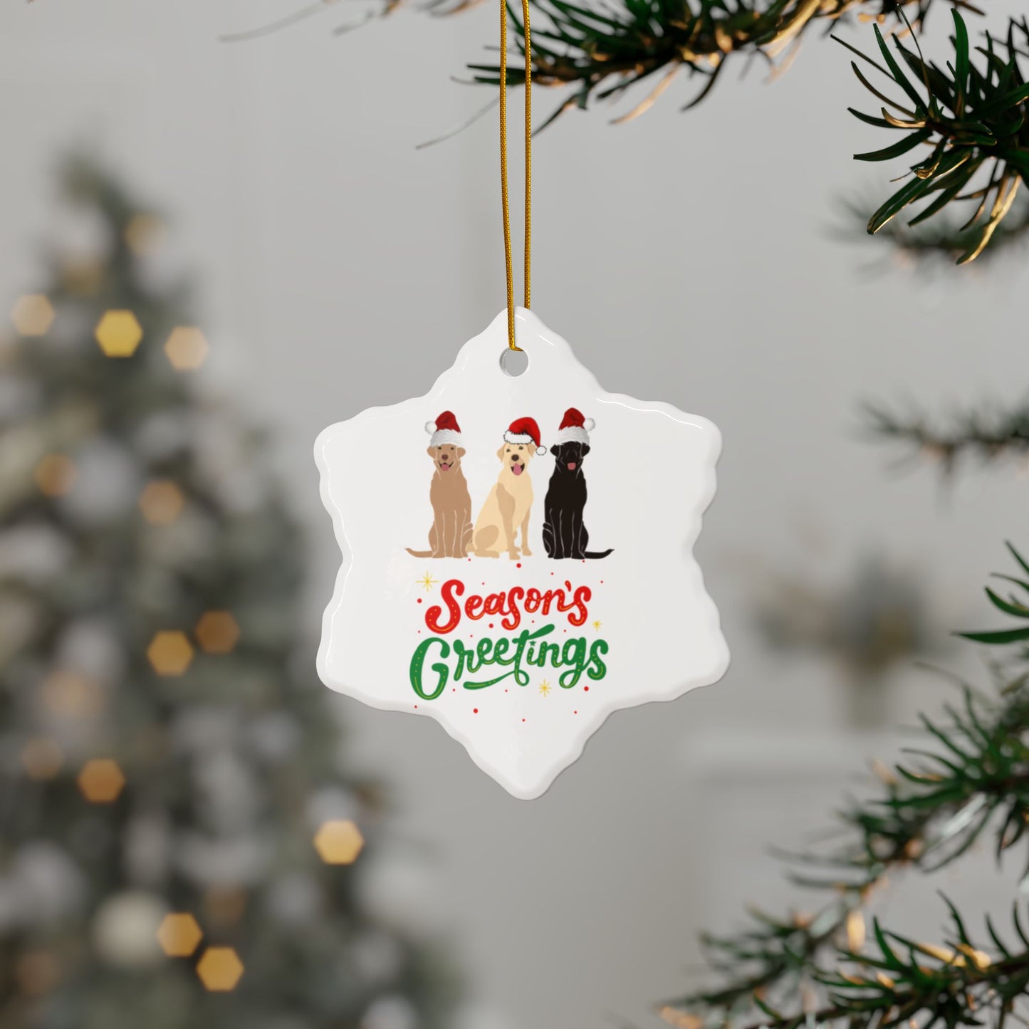 Labrador Christmas, Ceramic Ornaments, 2-Side Print, (1pc, 3pcs, 5pcs, 10pcs)
