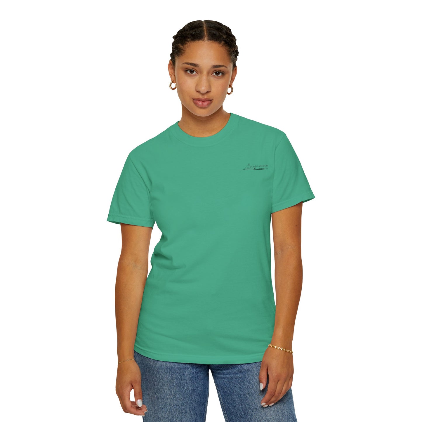Jetty’s Adventures, Beach Bound, two labs , Unisex Garment-Dyed T-shirt