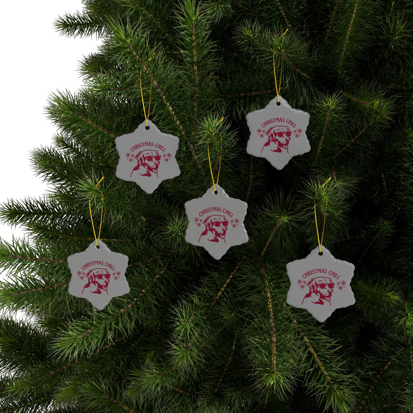 Labrador Christmas, Ceramic Ornaments, 2-Side Print, (1pc, 3pcs, 5pcs, 10pcs)