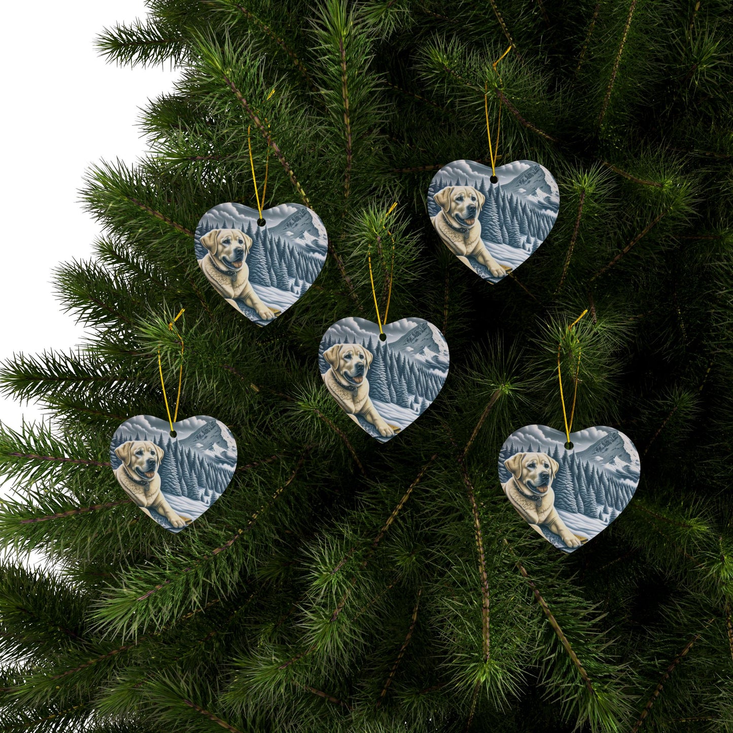 Labrador Christmas, Ceramic Ornaments, 2-Side Print, (1pc, 3pcs, 5pcs, 10pcs)
