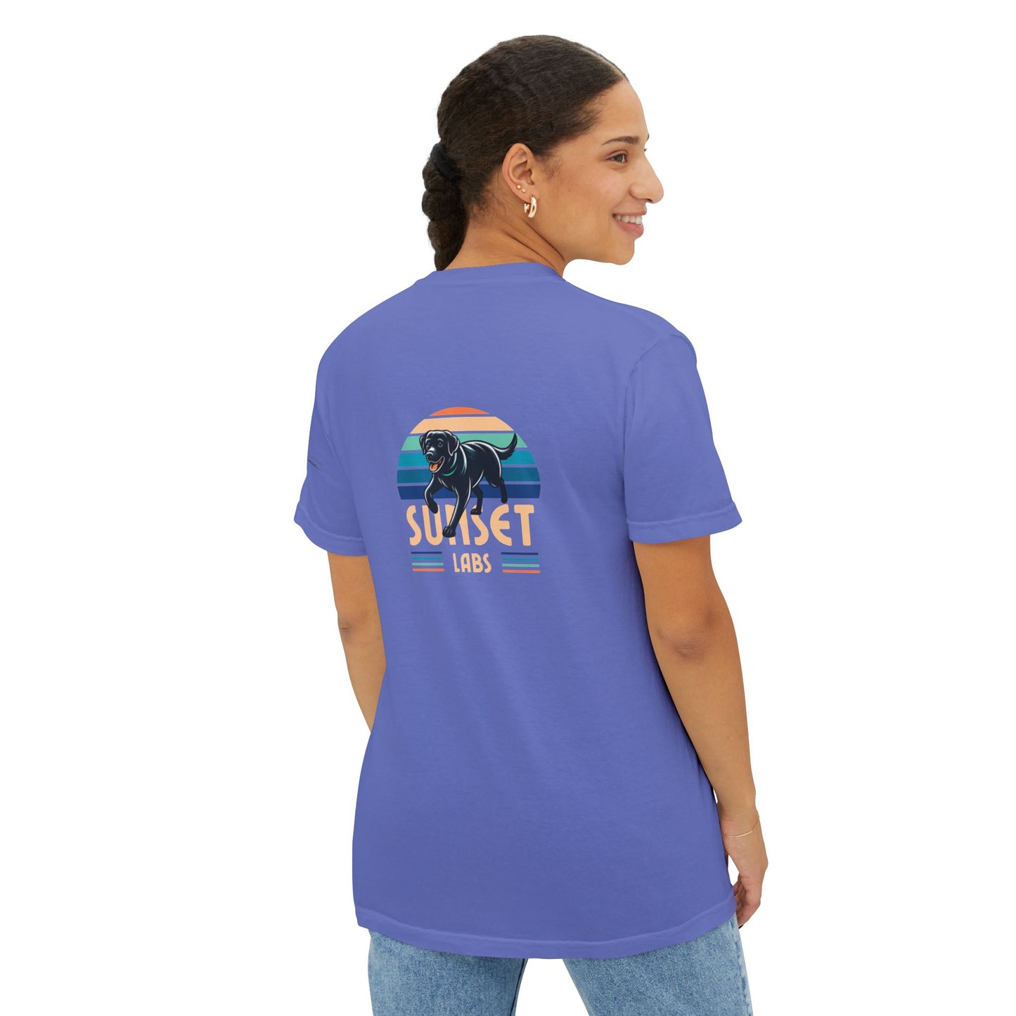 Sunset lab, pocket t-shirt