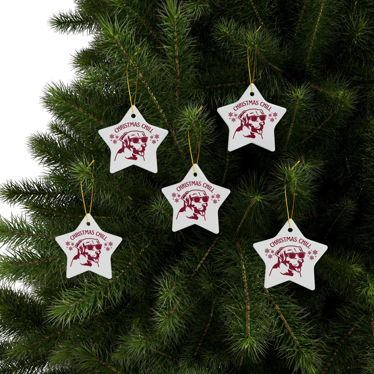 Labrador Christmas, Ceramic Ornaments, 2-Side Print, (1pc, 3pcs, 5pcs, 10pcs)