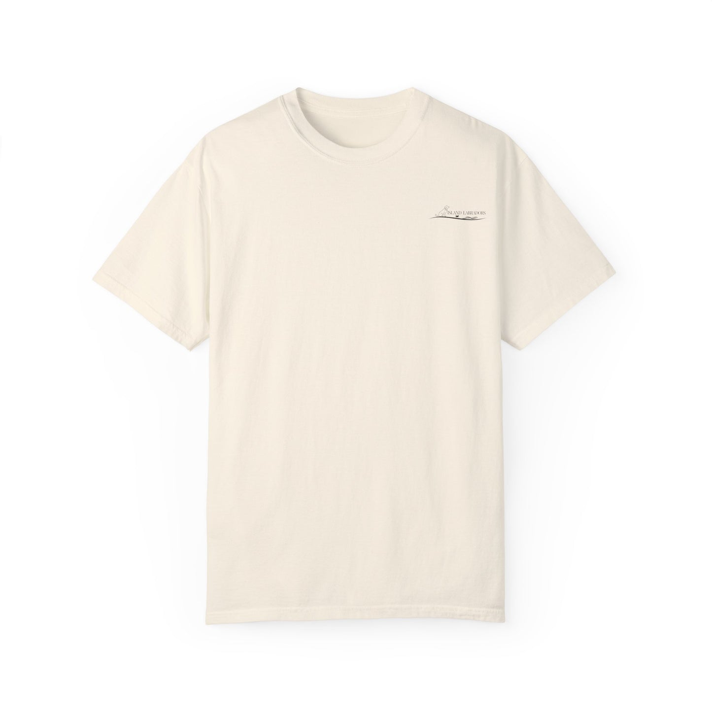 Jetty’s Adventures, Beach Bound, two labs , Unisex Garment-Dyed T-shirt