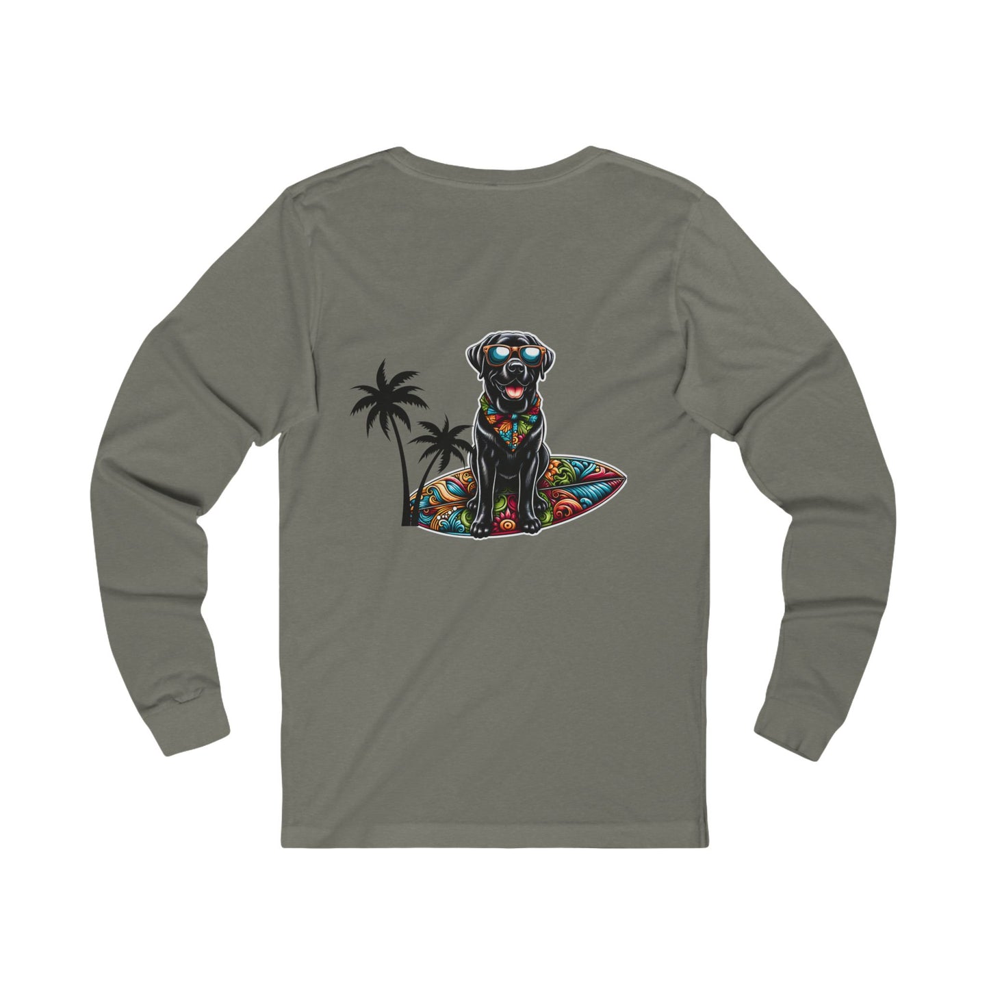 Surfs Up, Black Lab, Unisex Jersey Long Sleeve Tee