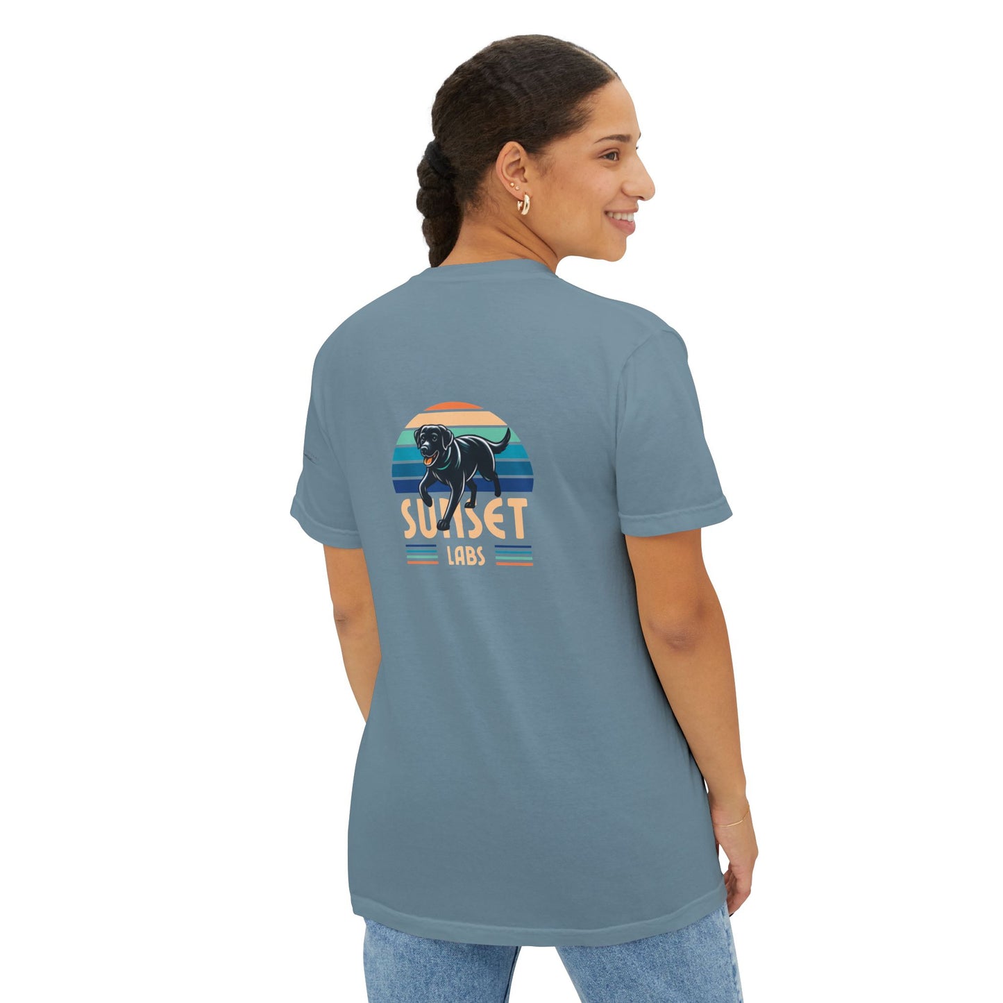 Sunset lab, pocket t-shirt