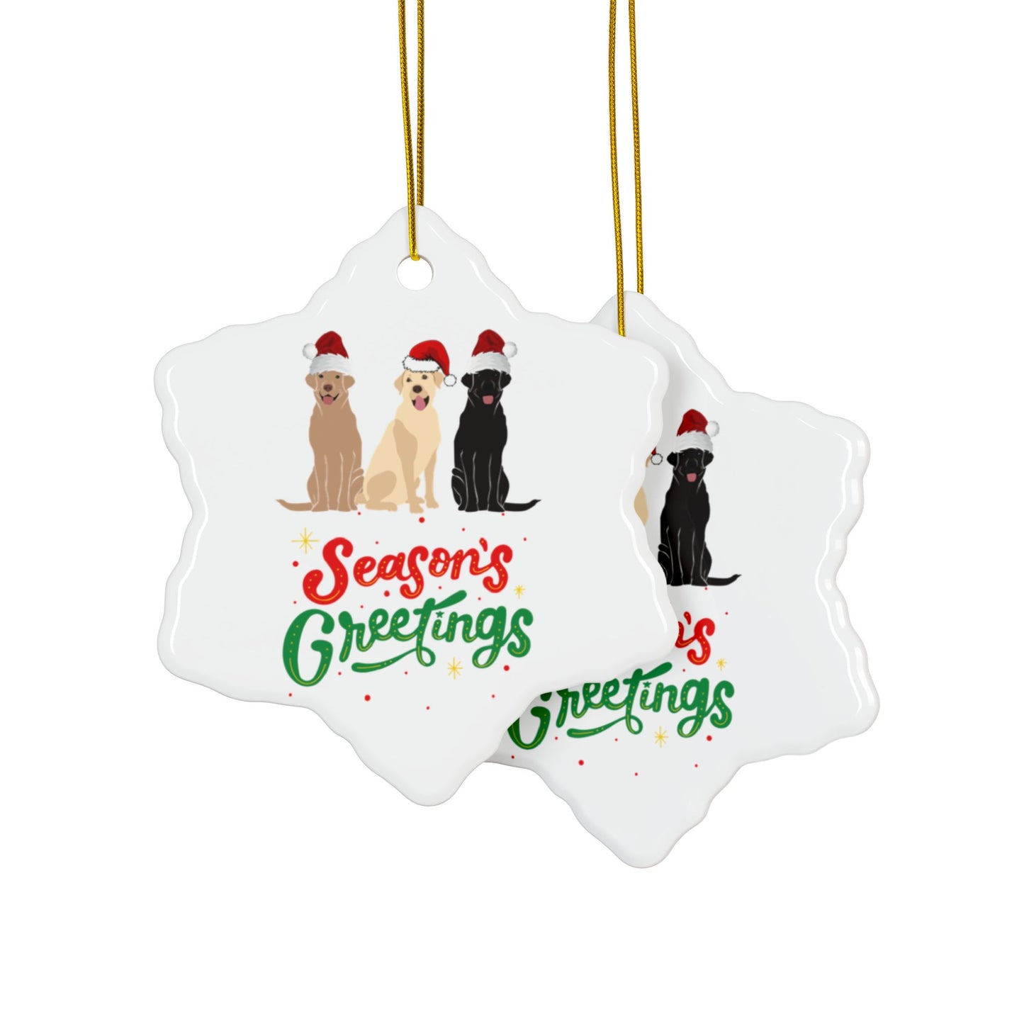 Labrador Christmas, Ceramic Ornaments, 2-Side Print, (1pc, 3pcs, 5pcs, 10pcs)
