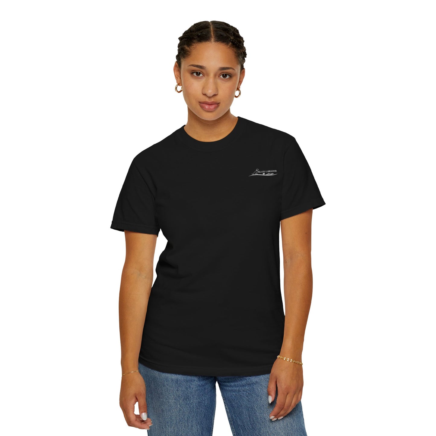 Jetty’s Adventures, Beach Bound, two labs , Unisex Garment-Dyed T-shirt
