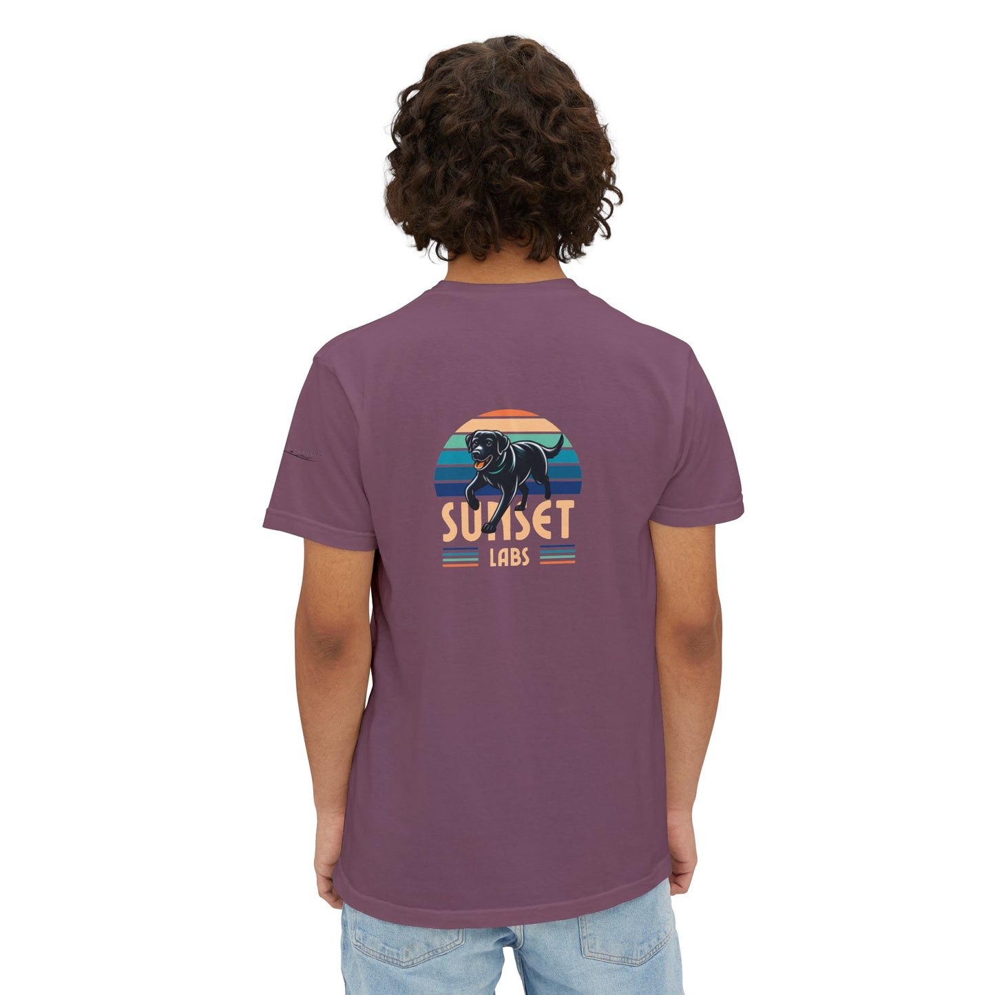 Sunset lab, pocket t-shirt