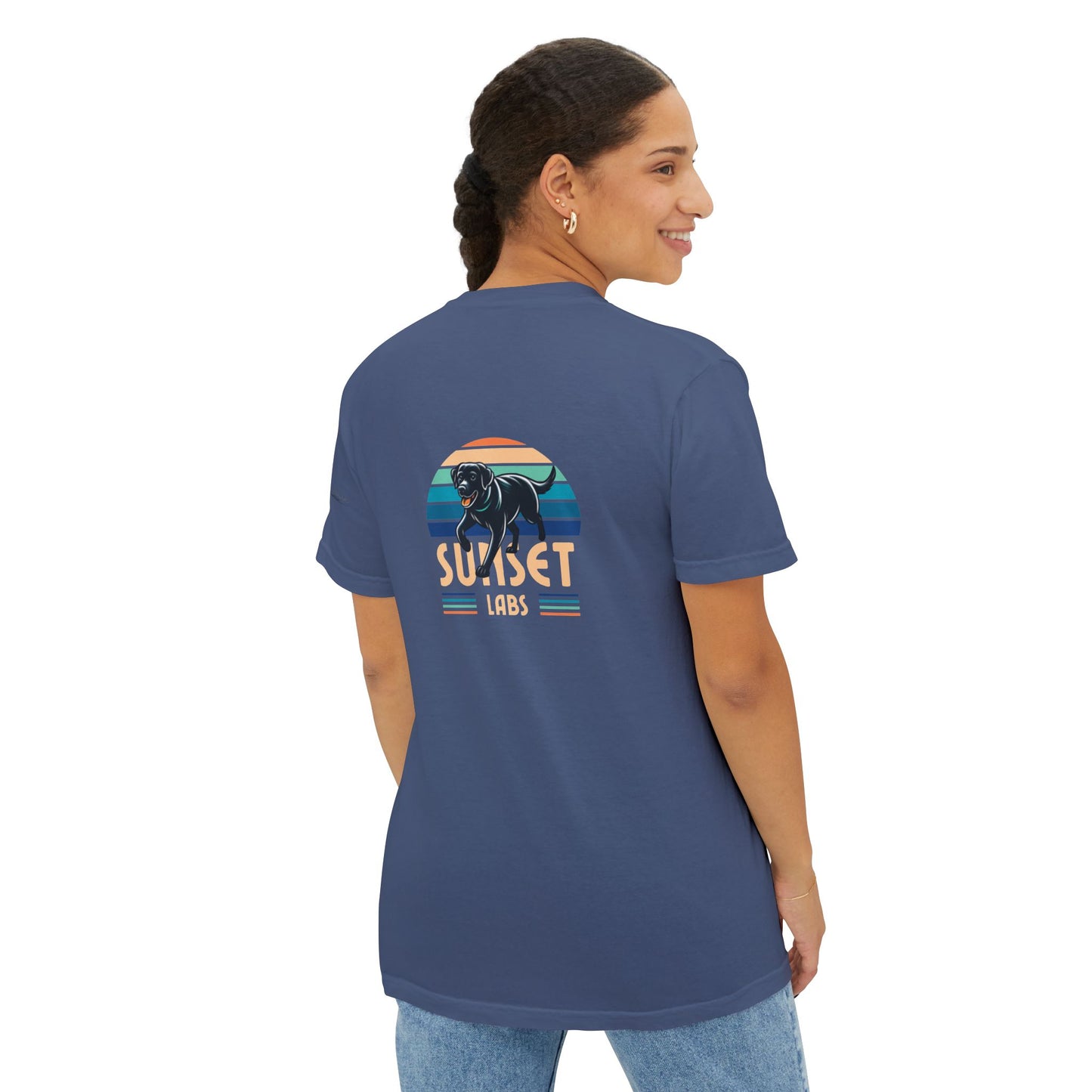 Sunset lab, pocket t-shirt