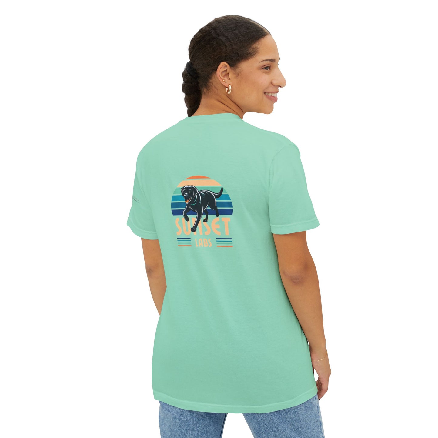 Sunset lab, pocket t-shirt