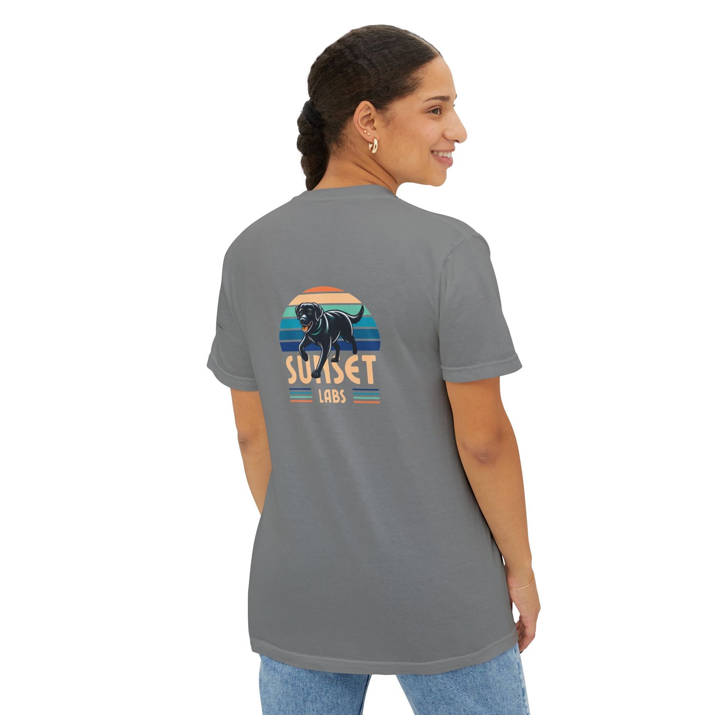 Sunset lab, pocket t-shirt