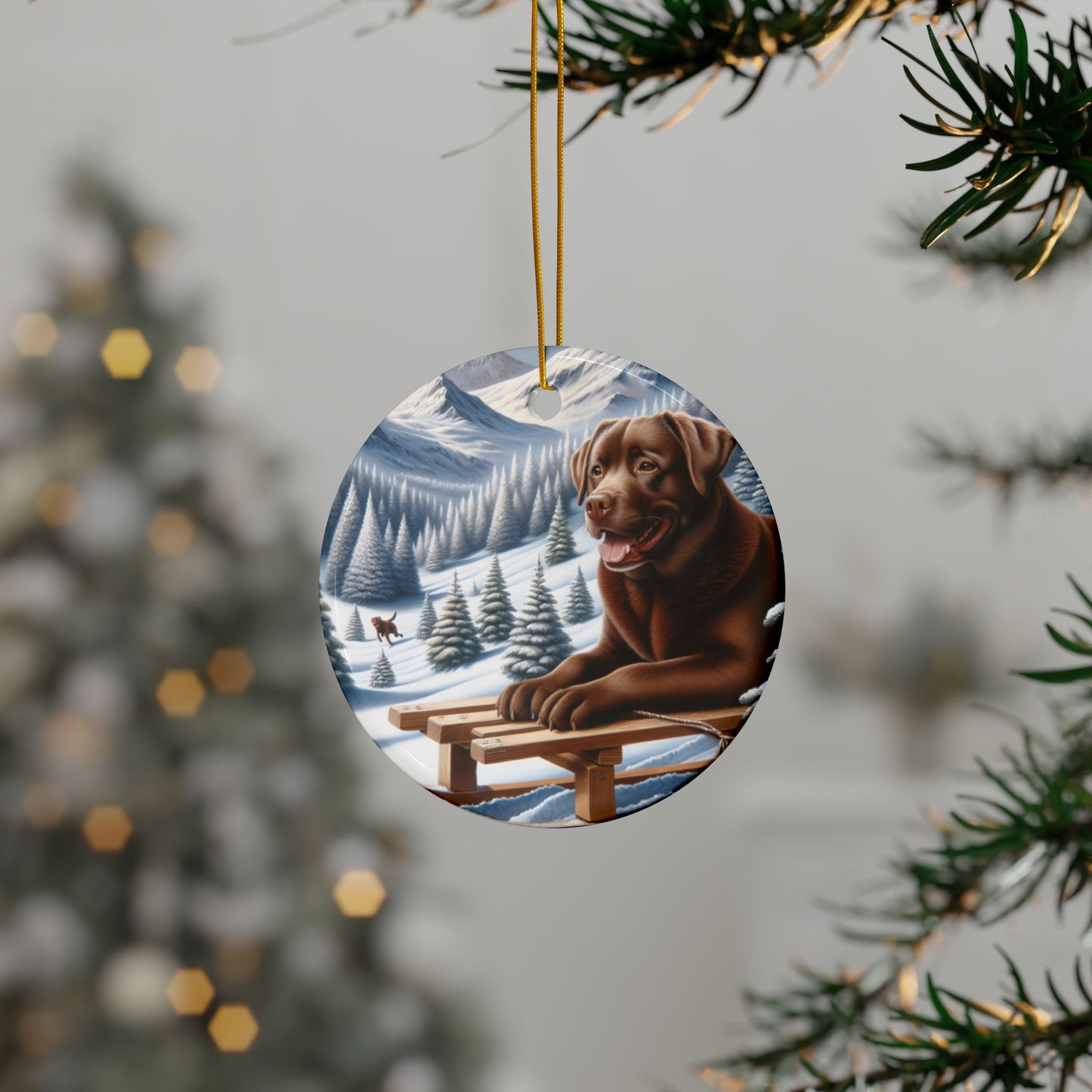 Labrador Christmas, Ceramic Ornaments, 2-Side Print, (1pc, 3pcs, 5pcs, 10pcs)