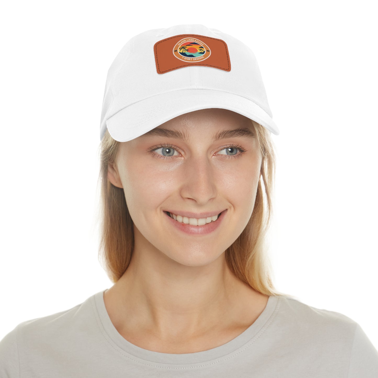 Sunset Island Labradors, Dad Hat with Leather Patch (Rectangle)