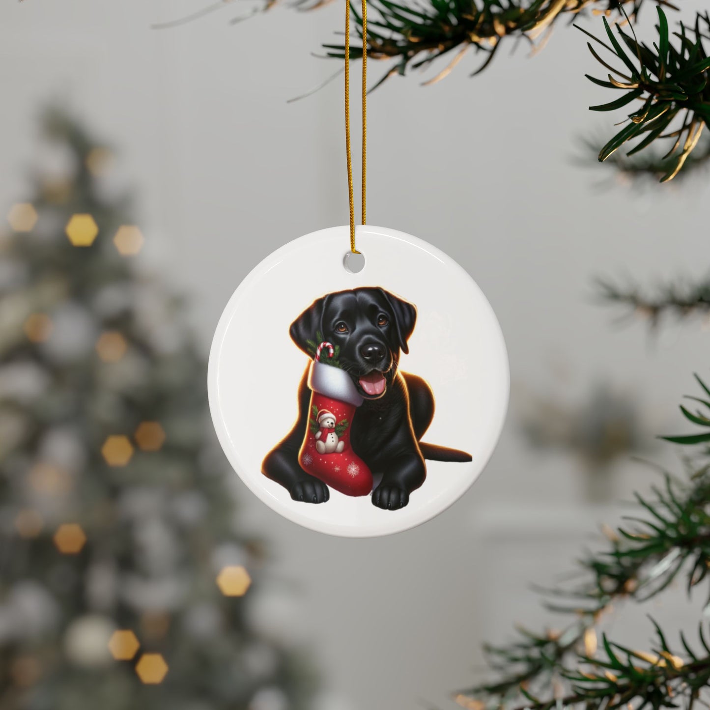 Labrador Christmas, Ceramic Ornaments, 2-Side Print, (1pc, 3pcs, 5pcs, 10pcs)
