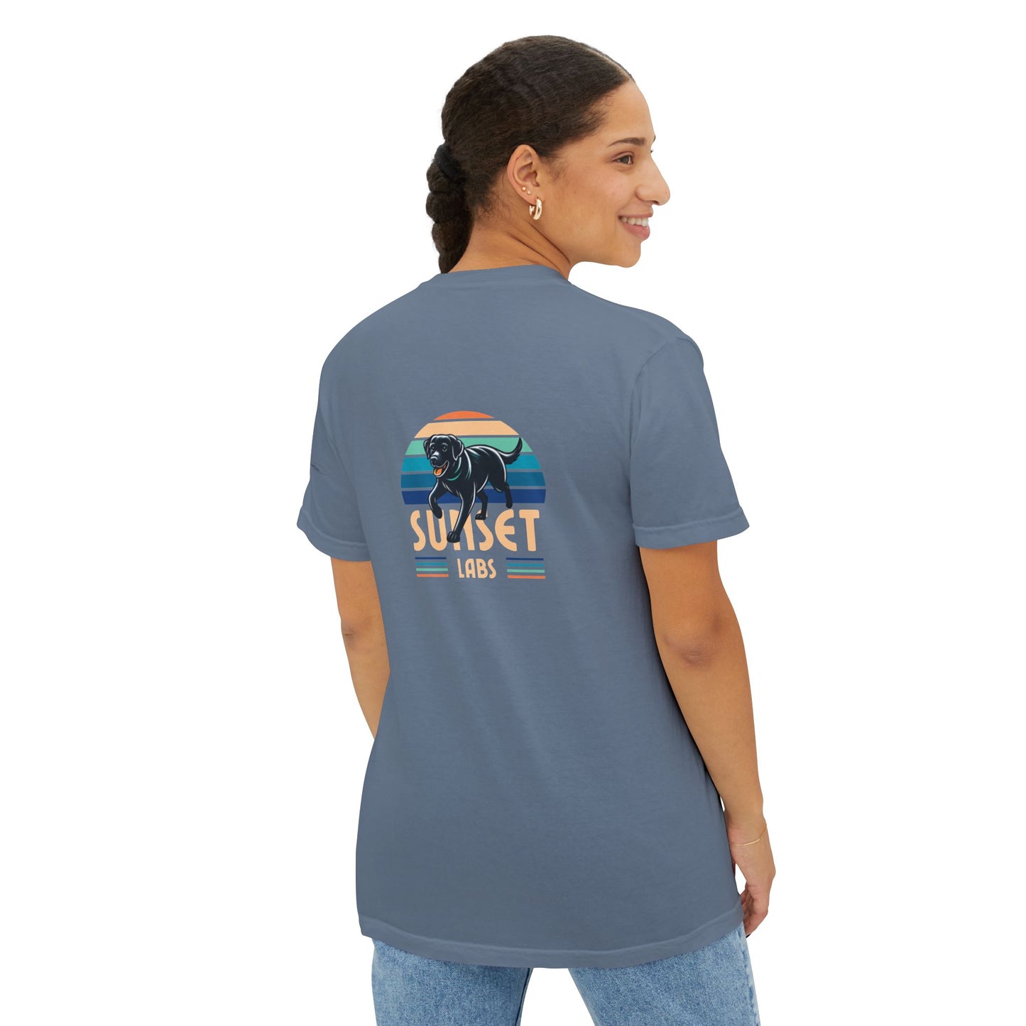 Sunset lab, pocket t-shirt