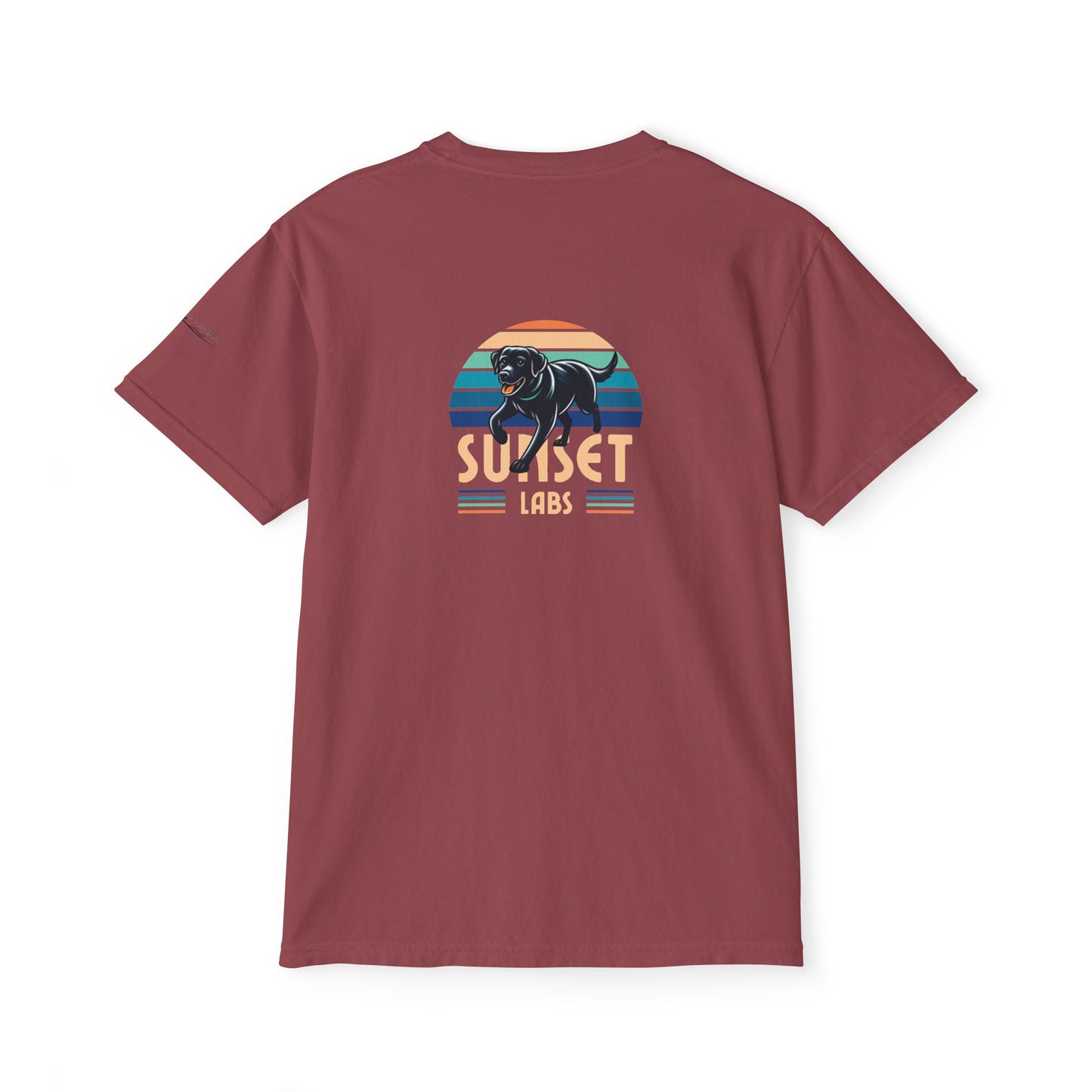 Sunset lab, pocket t-shirt