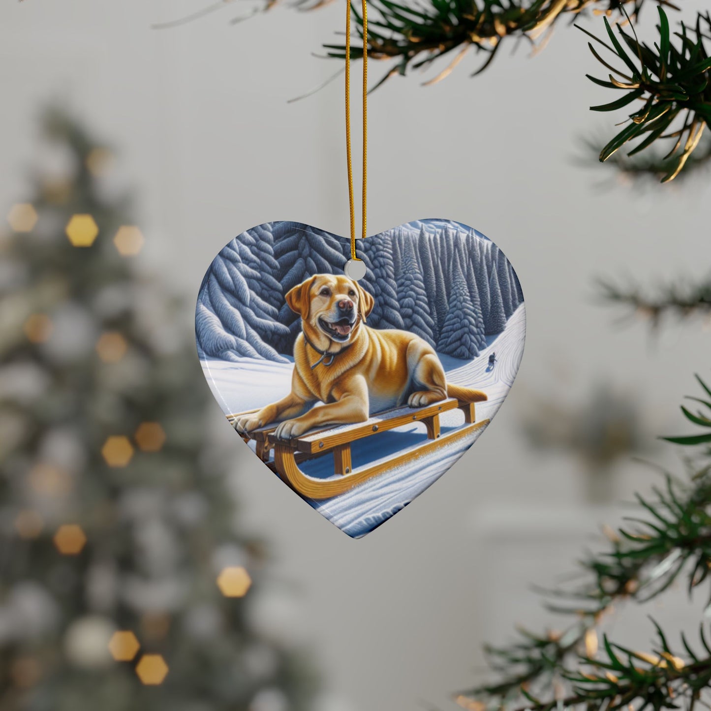 Labrador Christmas, Ceramic Ornaments, 2-Side Print, (1pc, 3pcs, 5pcs, 10pcs)