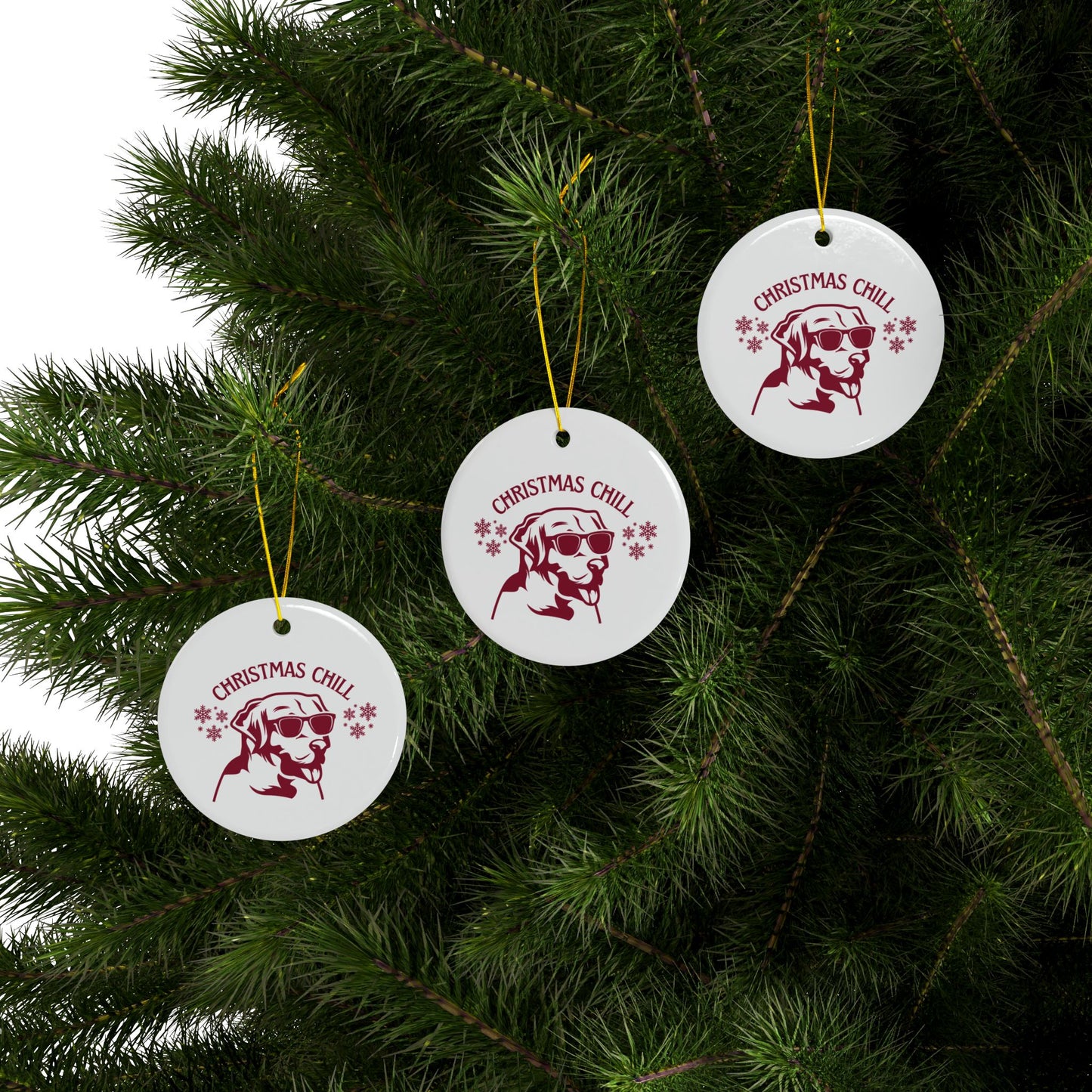 Labrador Christmas, Ceramic Ornaments, 2-Side Print, (1pc, 3pcs, 5pcs, 10pcs)