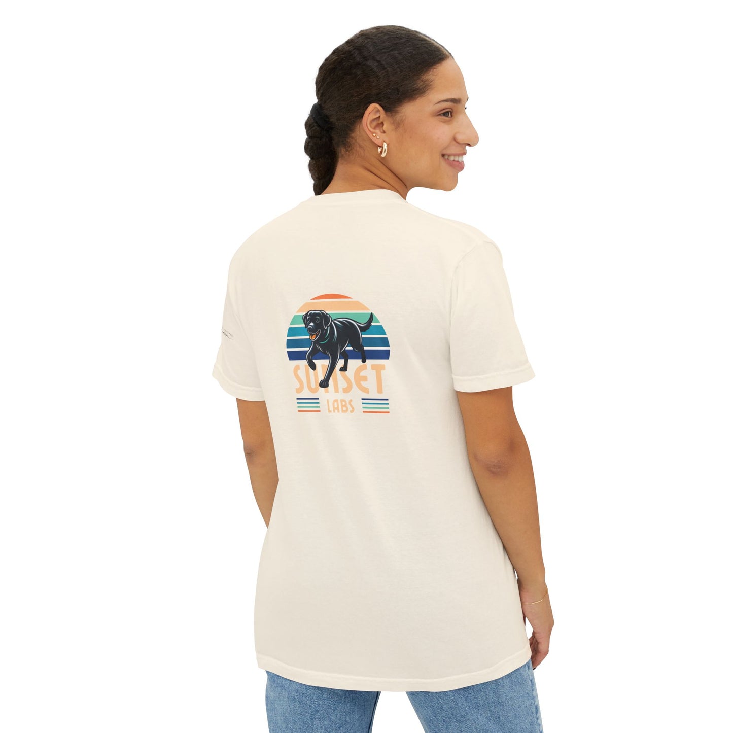 Sunset lab, pocket t-shirt
